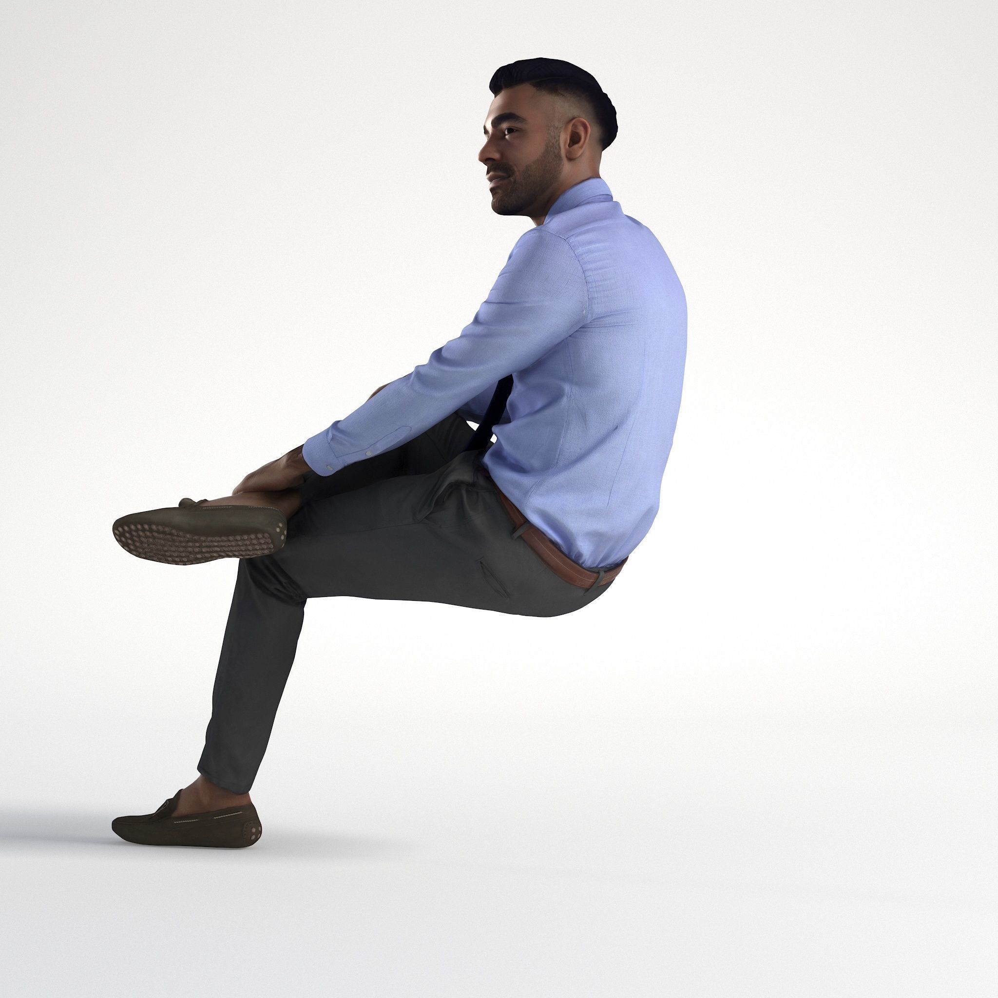 Man Business Suit Outfit Sitting Low poly Inder 1229 3D model_6