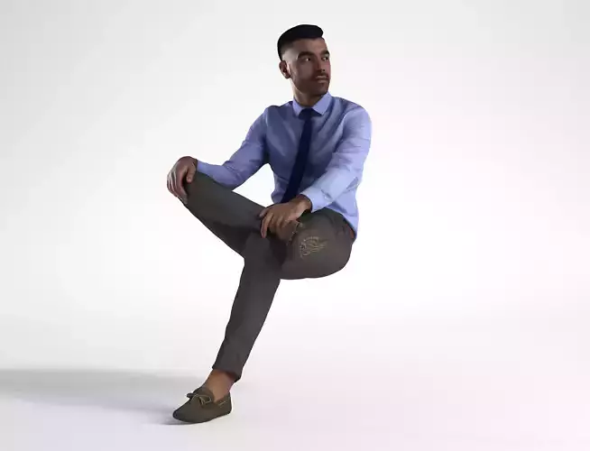 Man Business Suit Outfit Sitting Low poly Inder 1229