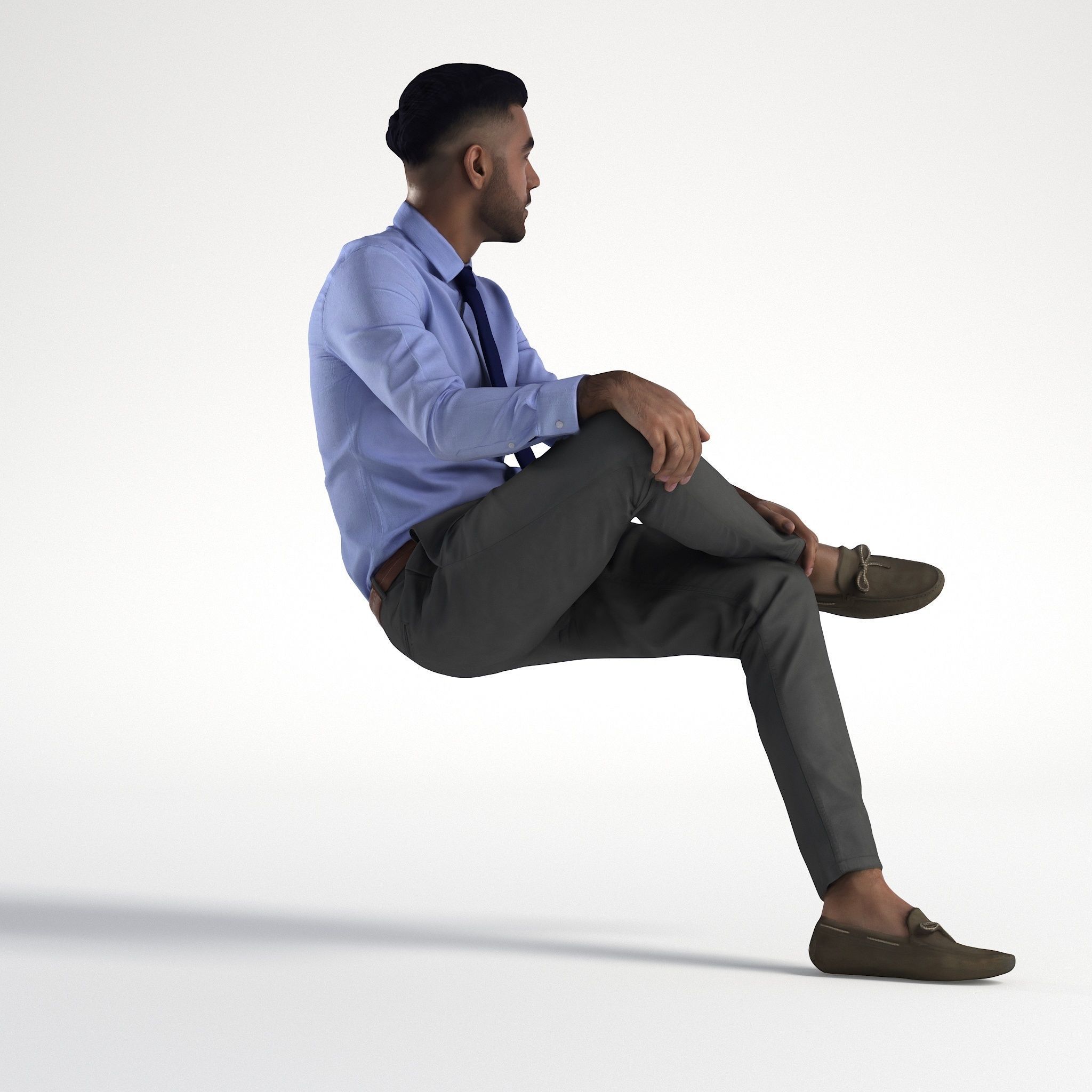 Man Business Suit Outfit Sitting Low poly Inder 1229 3D model_2