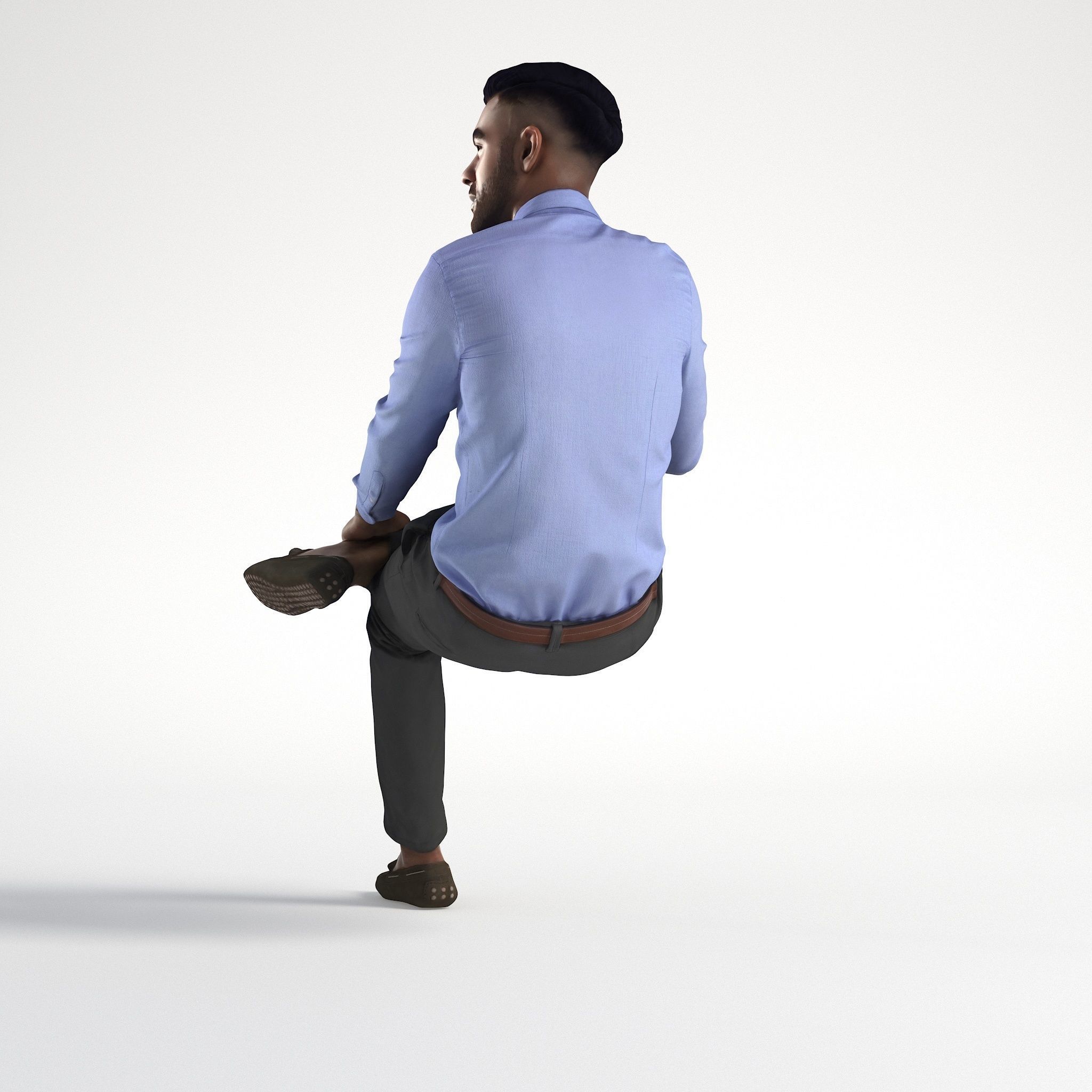 Man Business Suit Outfit Sitting Low poly Inder 1229 3D model_5