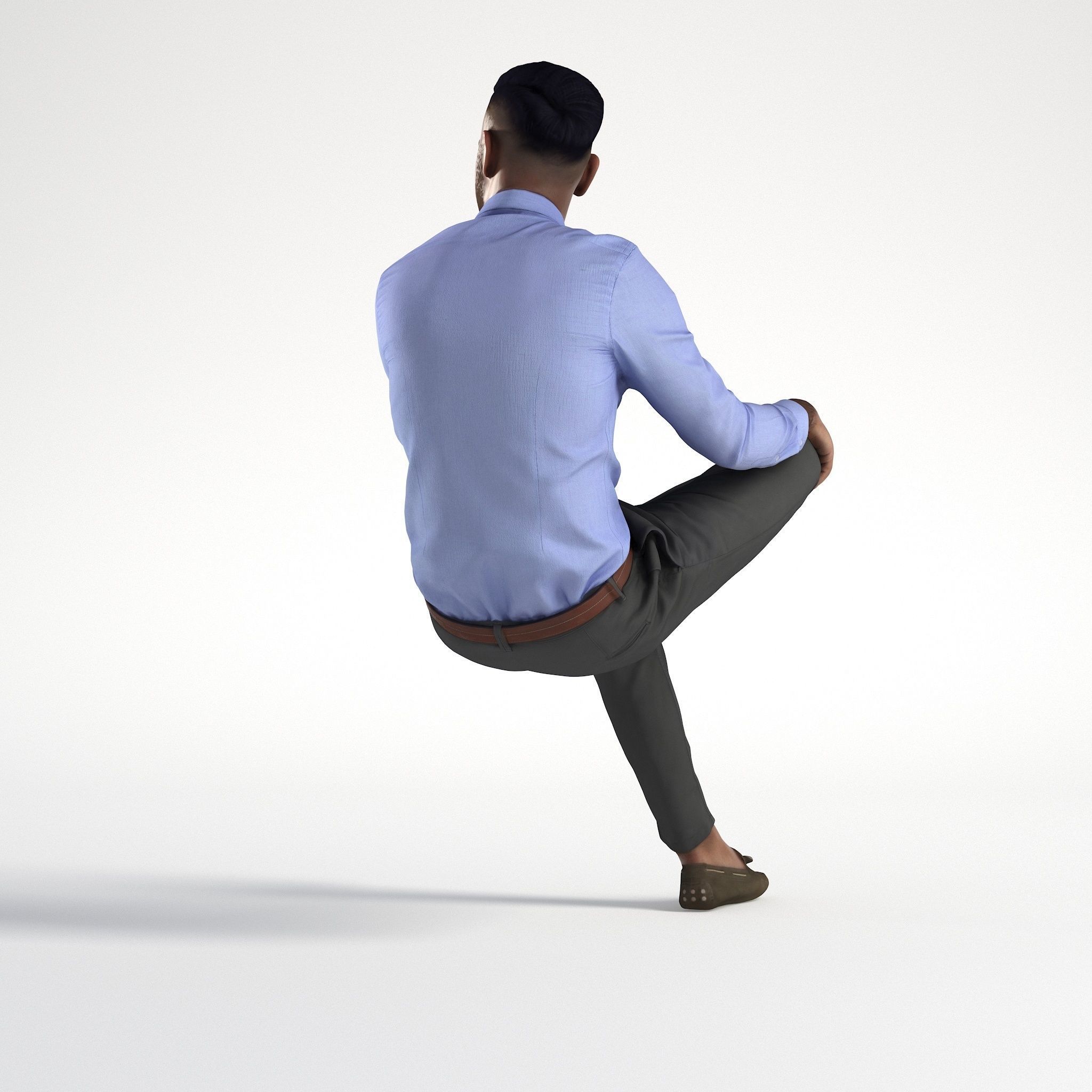 Man Business Suit Outfit Sitting Low poly Inder 1229 3D model_4