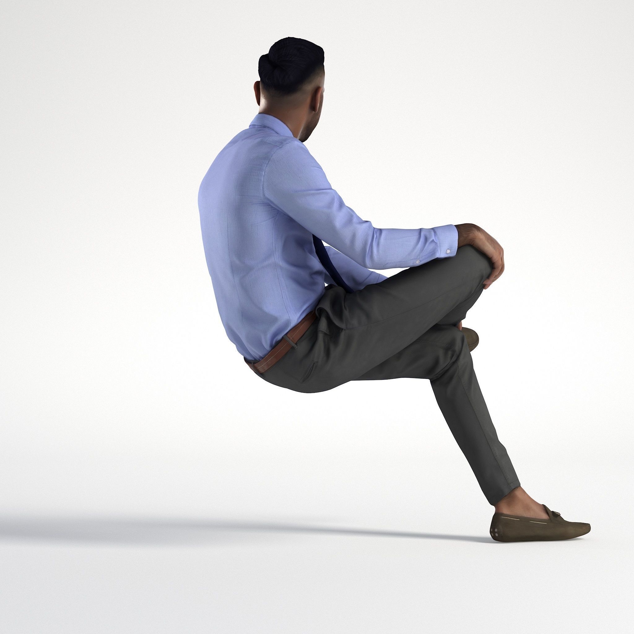 Man Business Suit Outfit Sitting Low poly Inder 1229 3D model_3