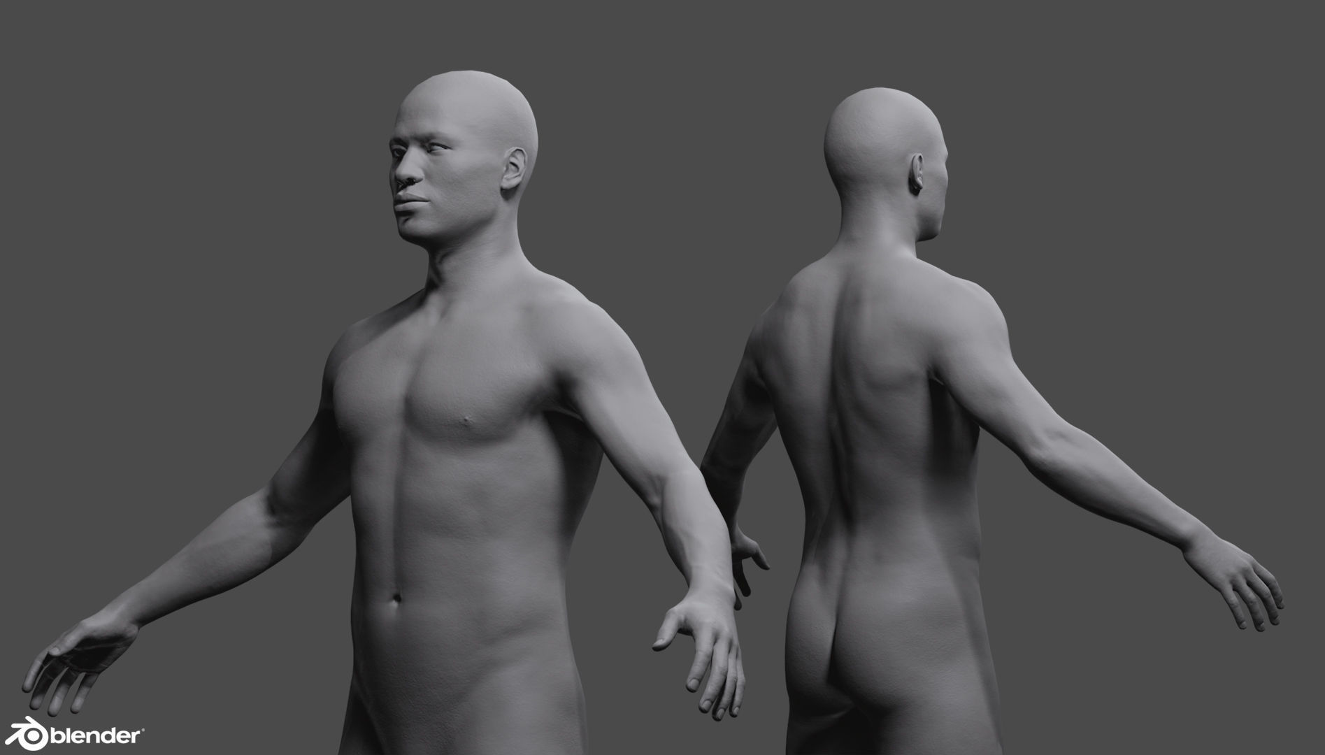 Male Custom Basemesh Lowpoly For Blender Low-poly 3D model_12