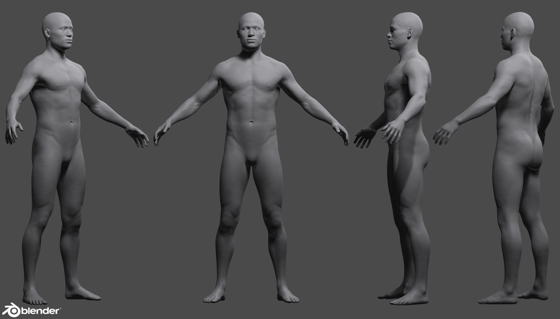 Male Custom Basemesh Lowpoly For Blender Low-poly 3D model_10