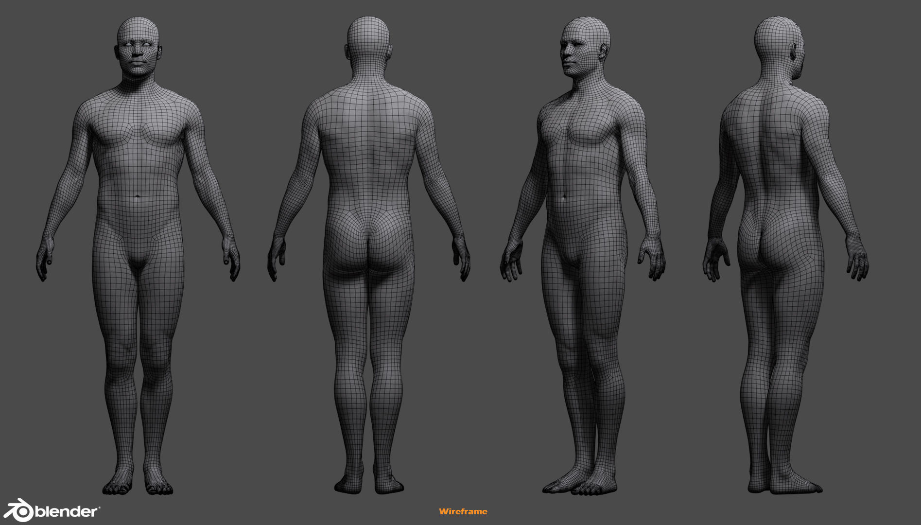 Male Custom Basemesh Lowpoly For Blender Low-poly 3D model_19
