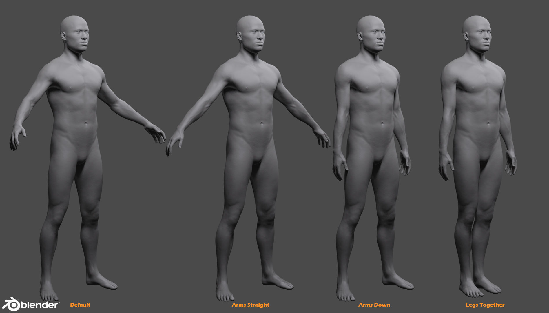 Male Custom Basemesh Lowpoly For Blender Low-poly 3D model_6