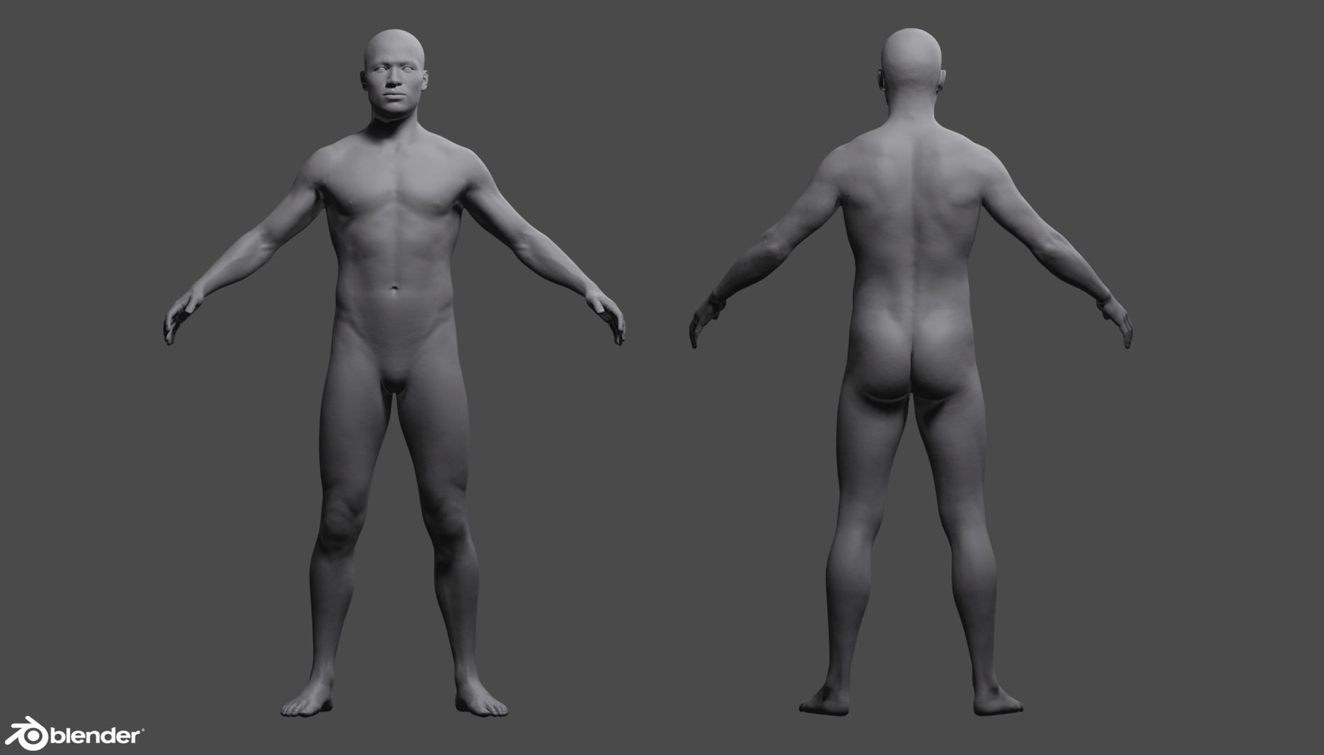Male Custom Basemesh Lowpoly For Blender Low-poly 3D model_11