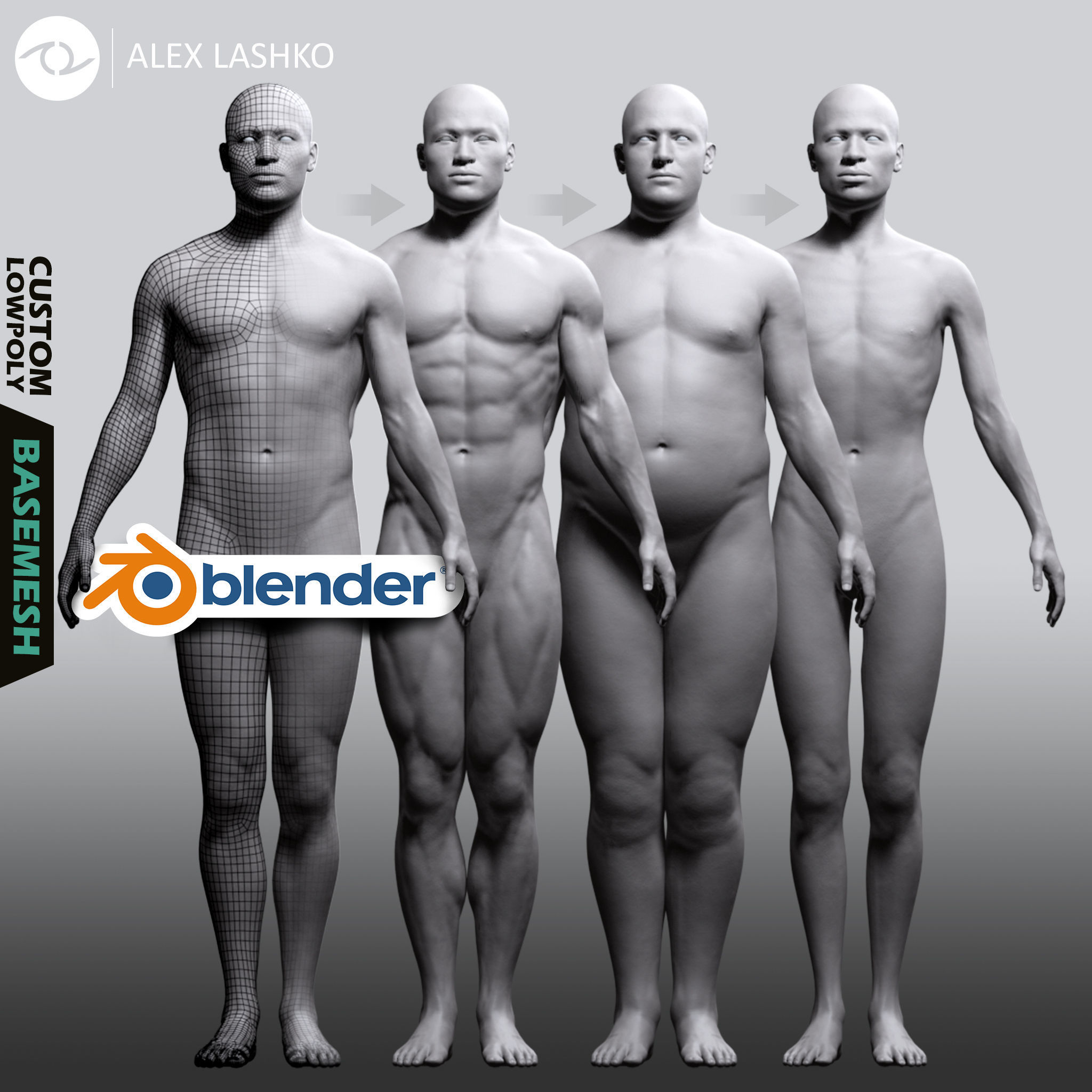 Male Custom Basemesh Lowpoly For Blender Low-poly 3D model_0