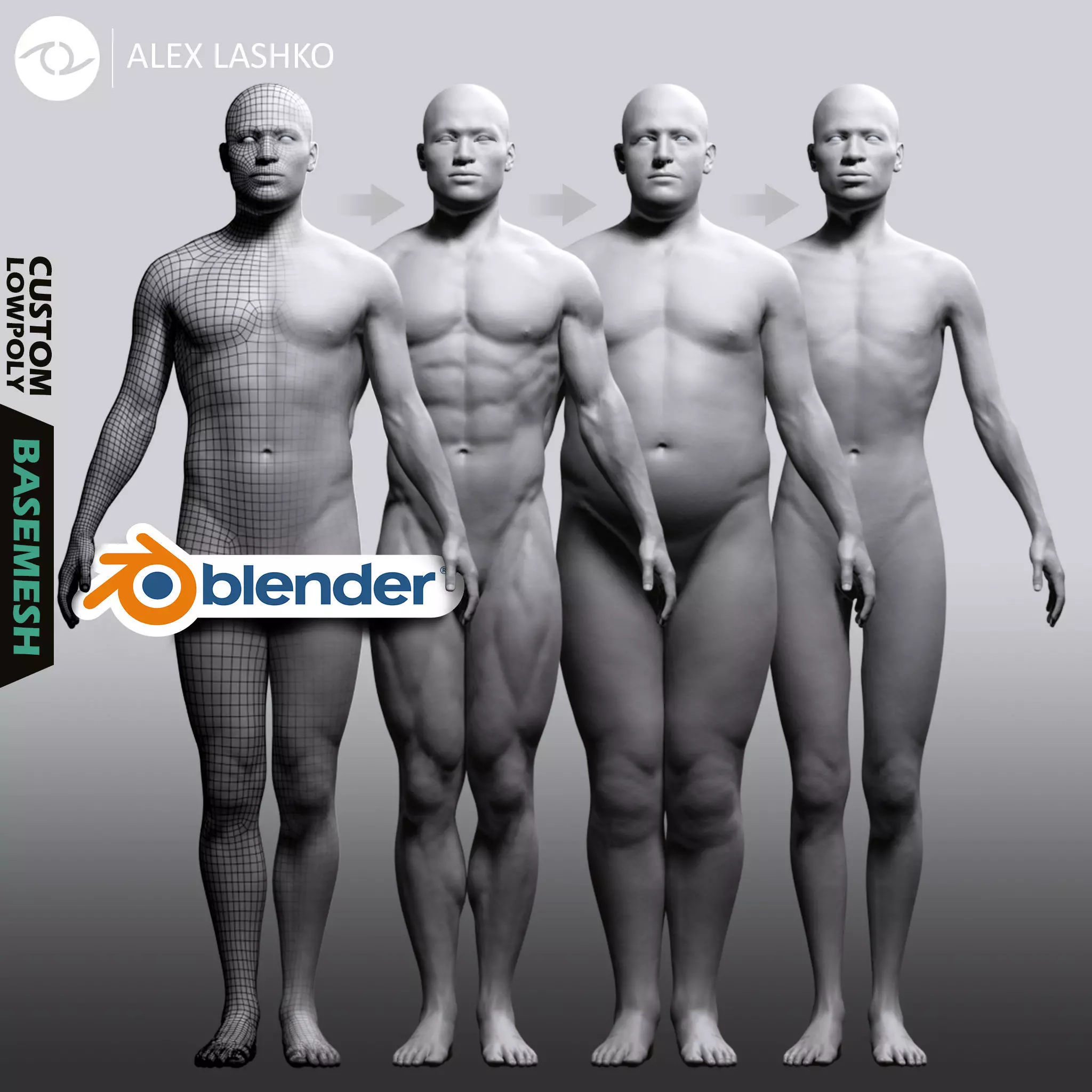 Male Custom Basemesh Lowpoly For Blender Low-poly 3D model_0