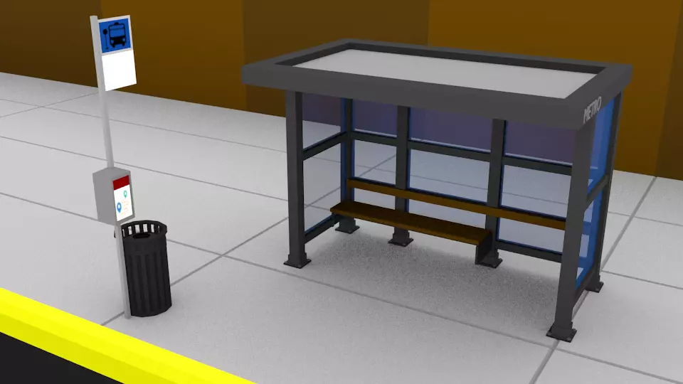 Stop Low Poly 3D model Metro Bus Stop VR / AR / low-poly | CGTrader