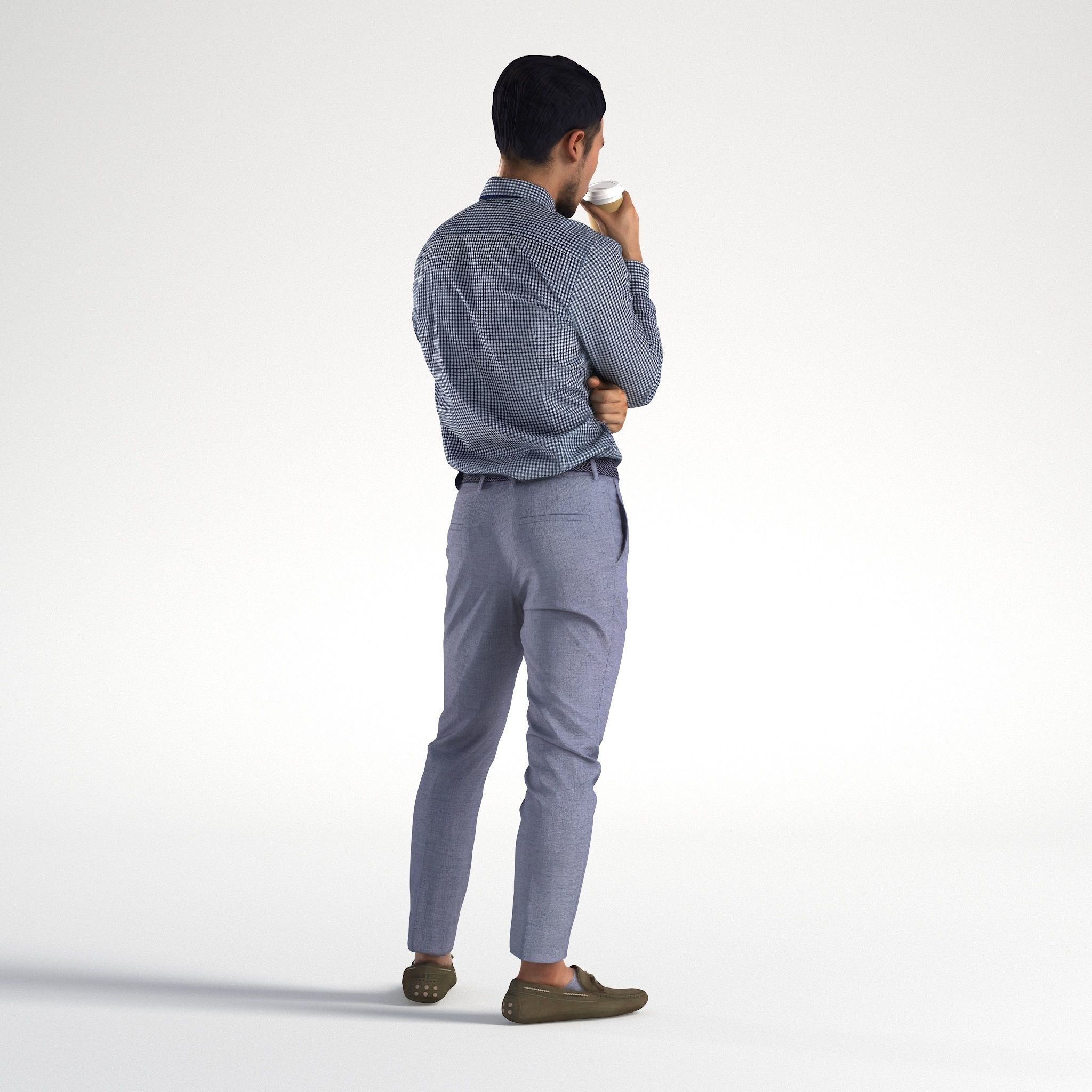 Man Business Outfit Standing with Coffee Low poly Rizzy 1371 3D model_3