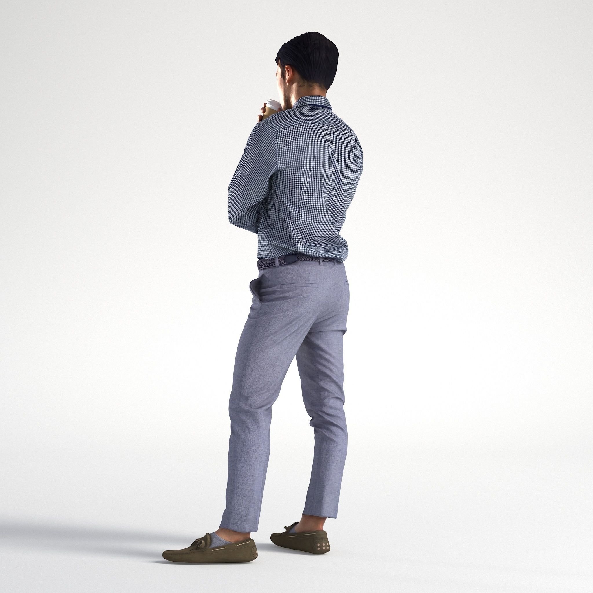 Man Business Outfit Standing with Coffee Low poly Rizzy 1371 3D model_5