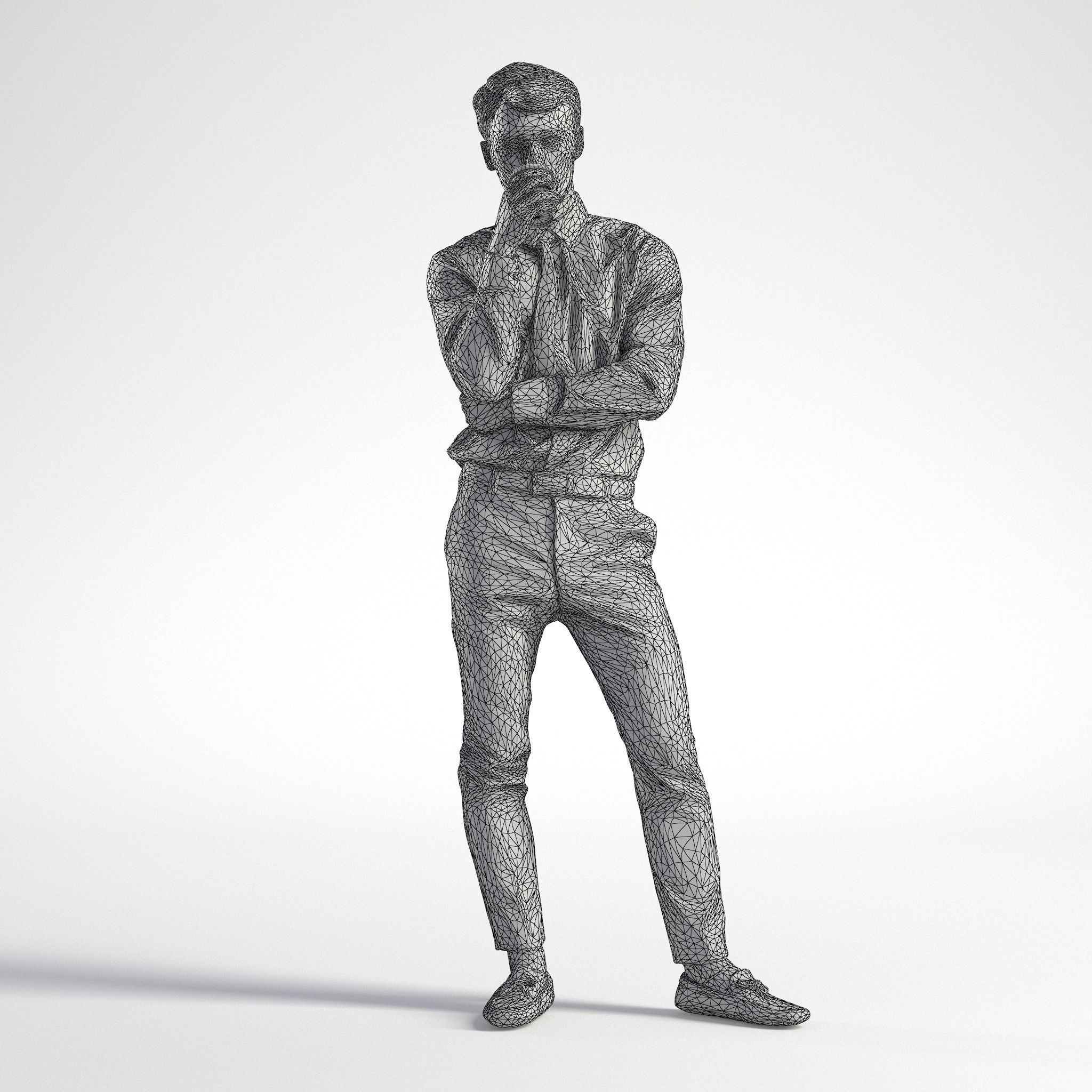 Man Business Outfit Standing with Coffee Low poly Rizzy 1371 3D model_9