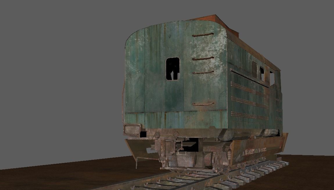 Abandoned train Low-poly 3D model_5