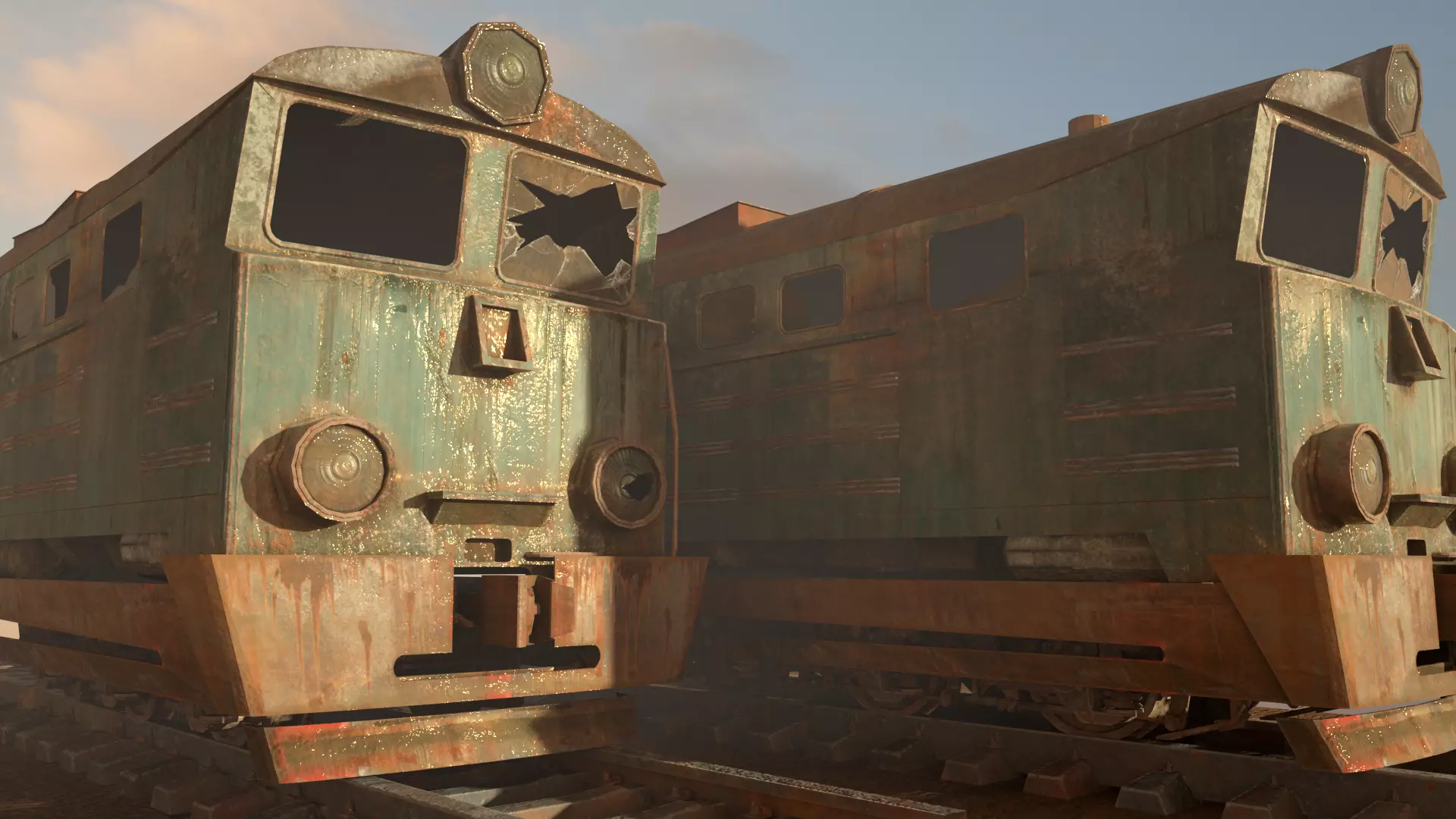 Abandoned train Low-poly 3D model_0