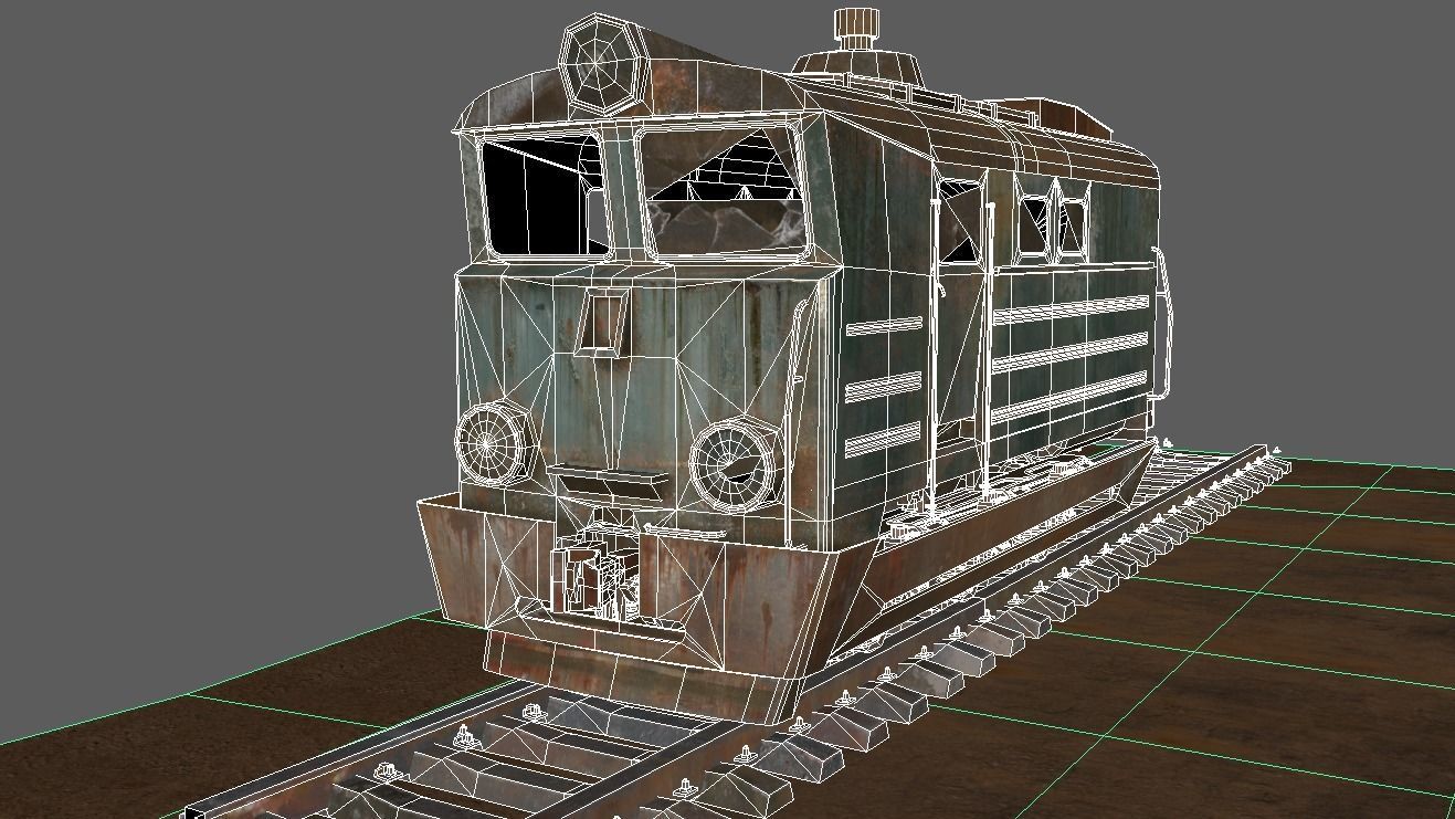 Abandoned train Low-poly 3D model_3