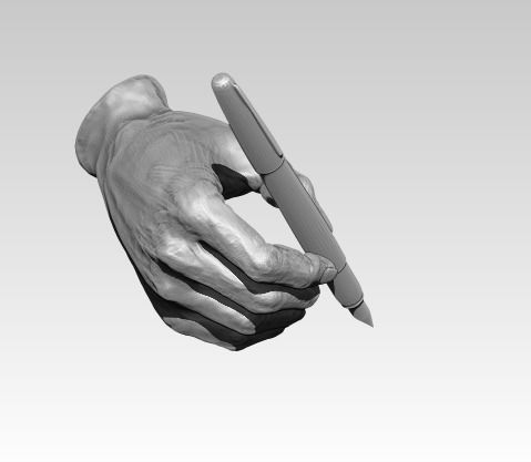 Writing hand with pen  3D print model_2