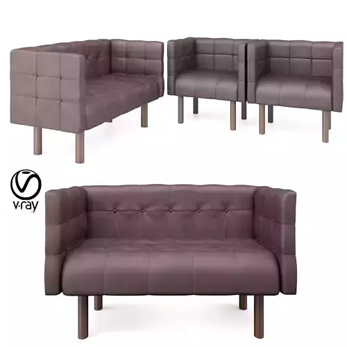 Leather block sofa set