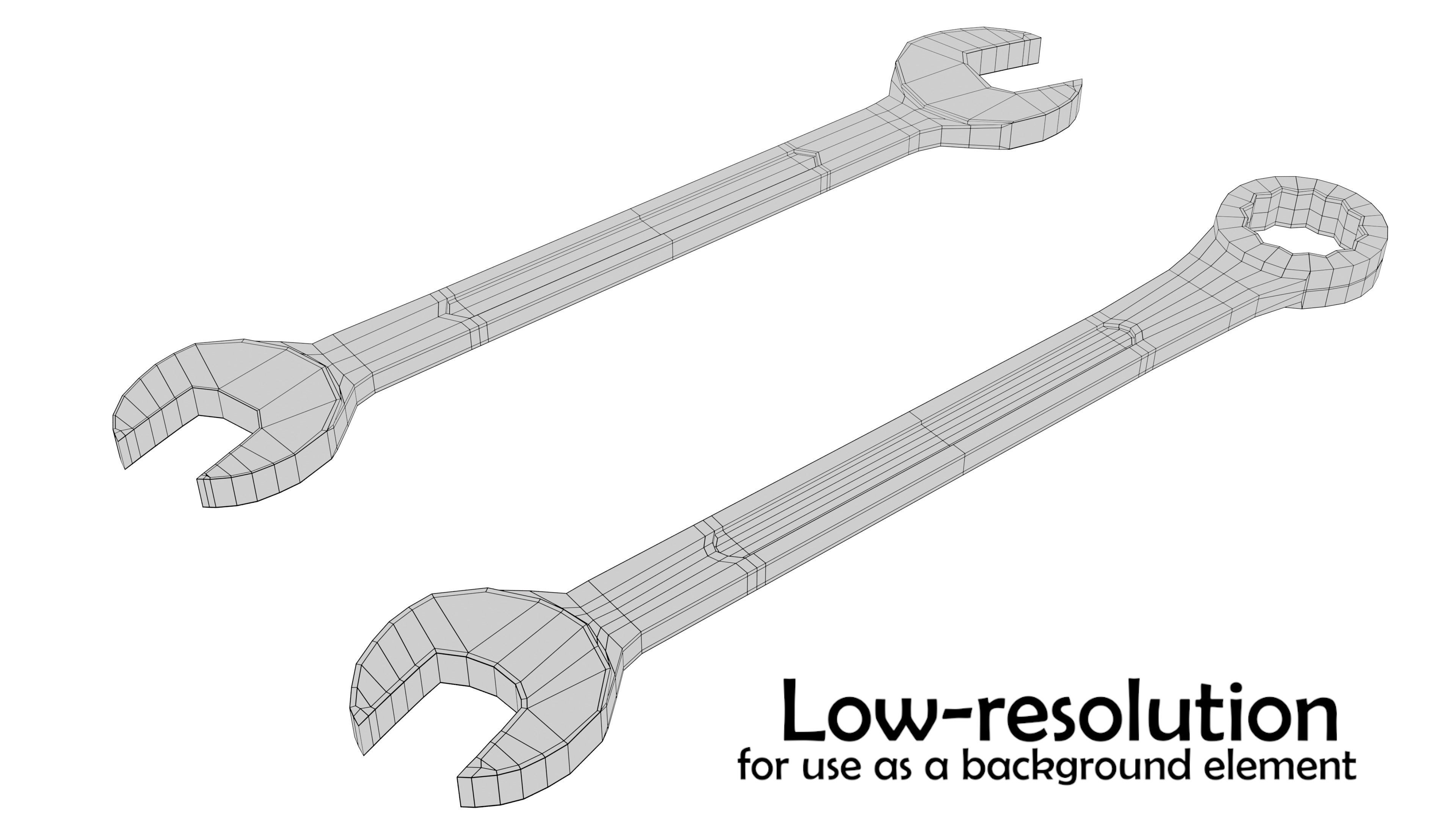 Spanner Wrench Models Free low-poly 3D model_8