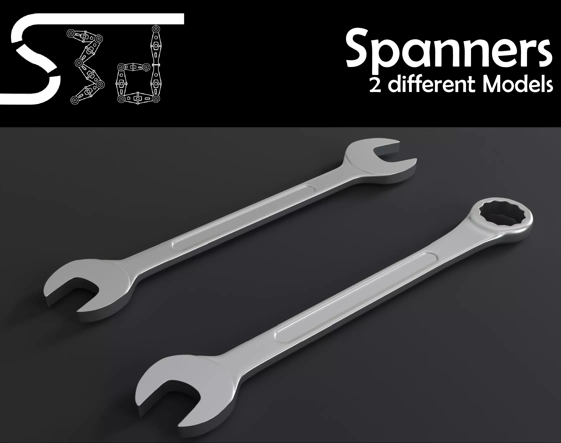 Spanner Wrench Models Free low-poly 3D model_0