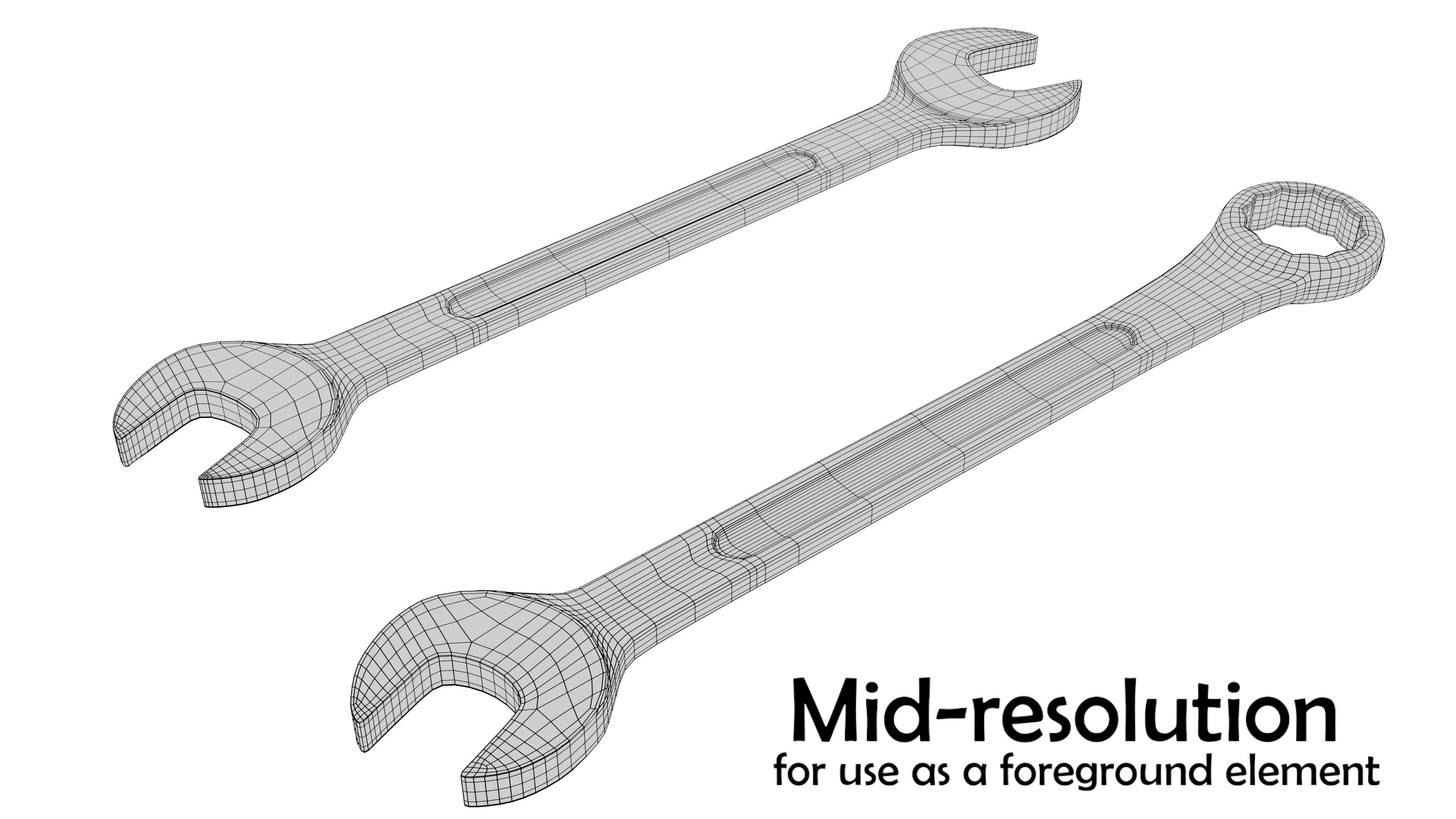 Spanner Wrench Models Free low-poly 3D model_9