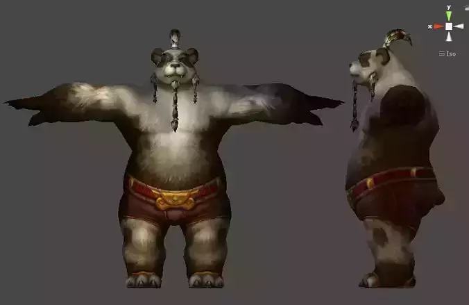 Panda character fully rigged low-poly 3d model for games Low-poly 3D model