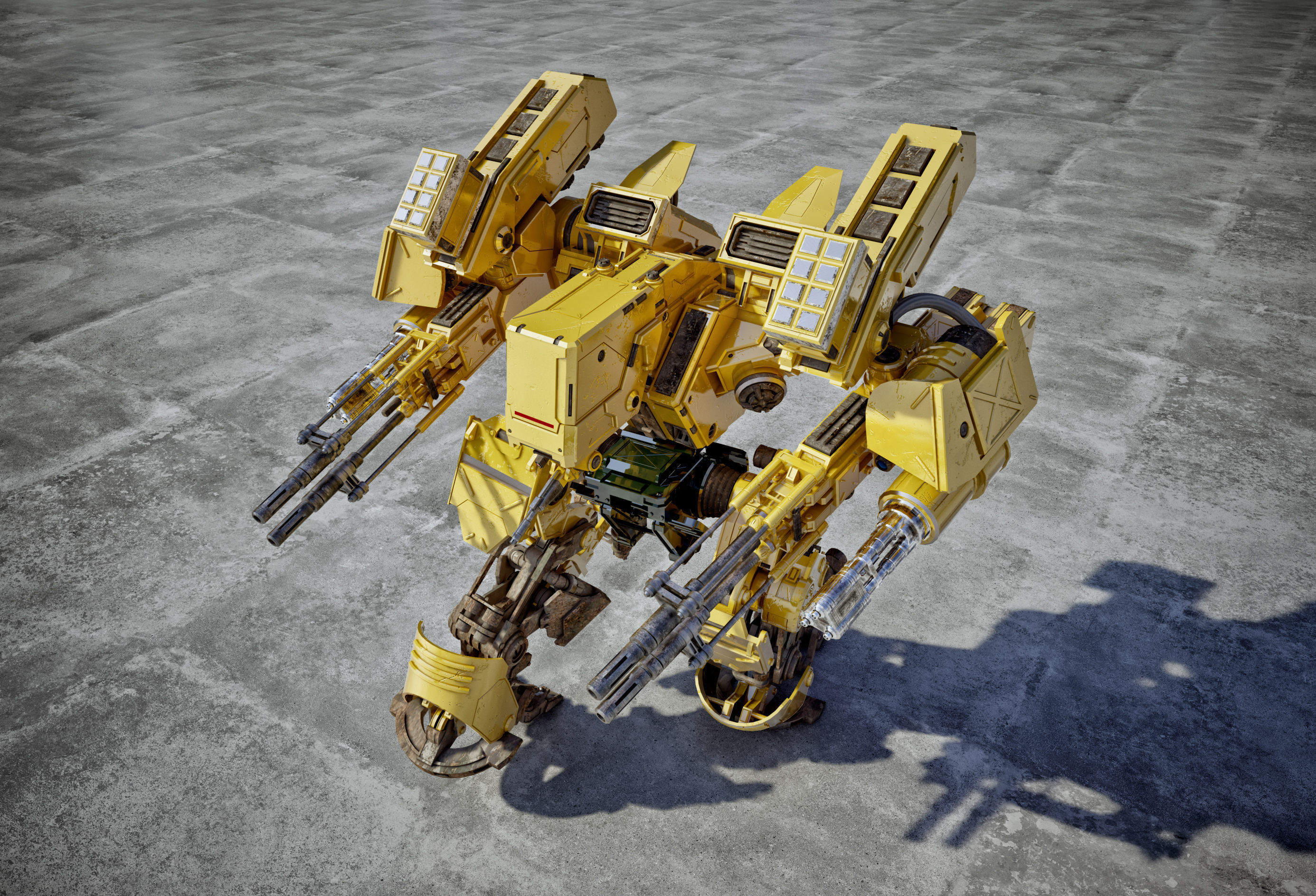 Sci-fi attacking robot 3D model_6