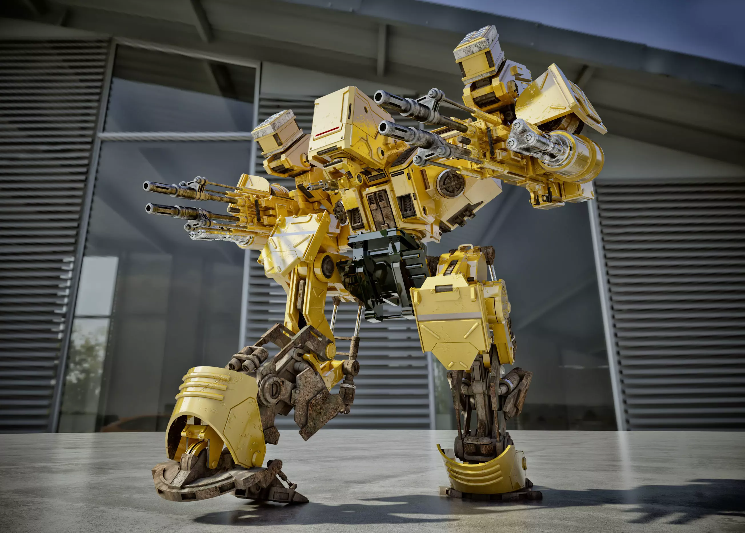 Sci-fi attacking robot 3D model_0