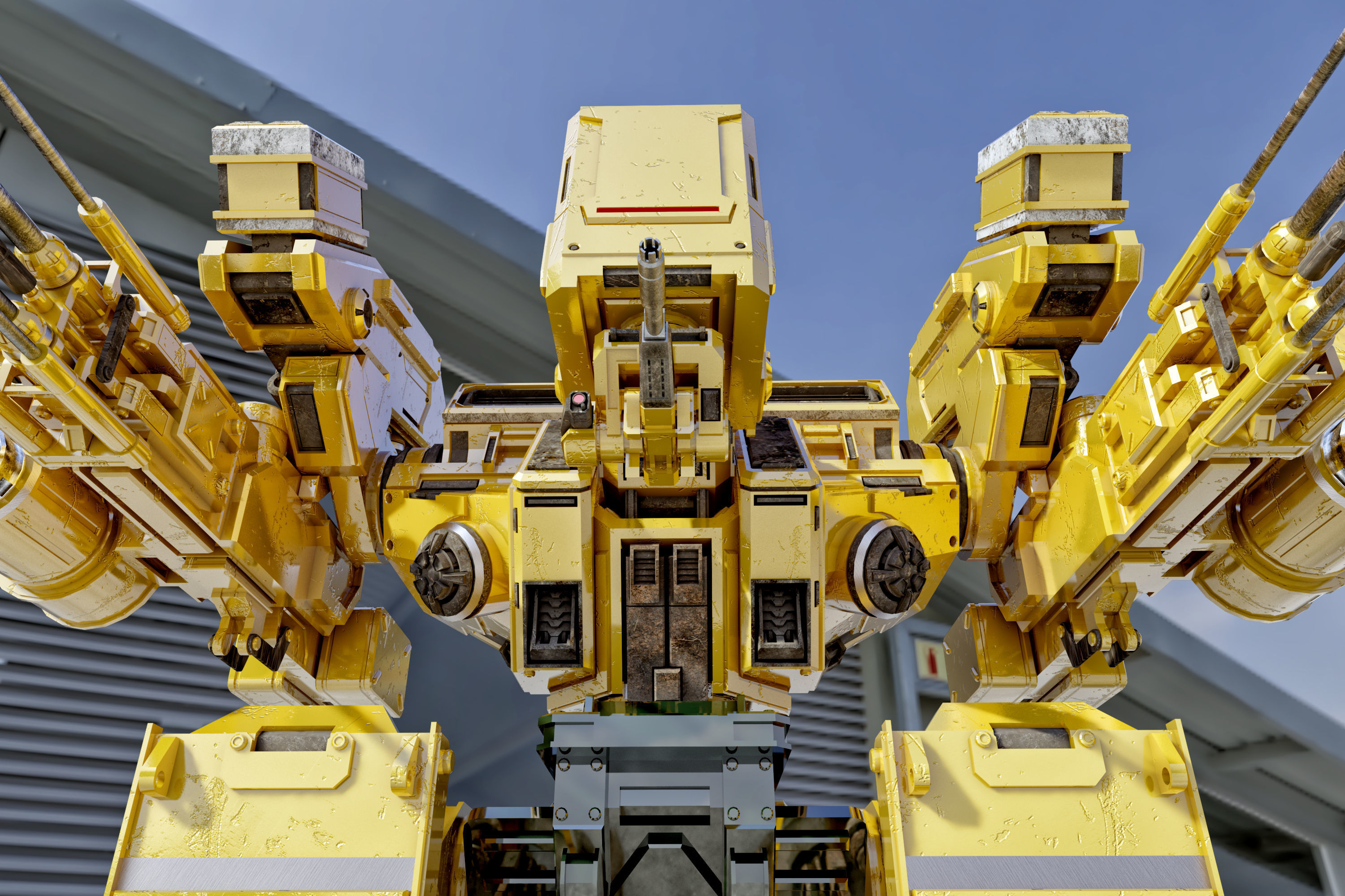 Sci-fi attacking robot 3D model_5