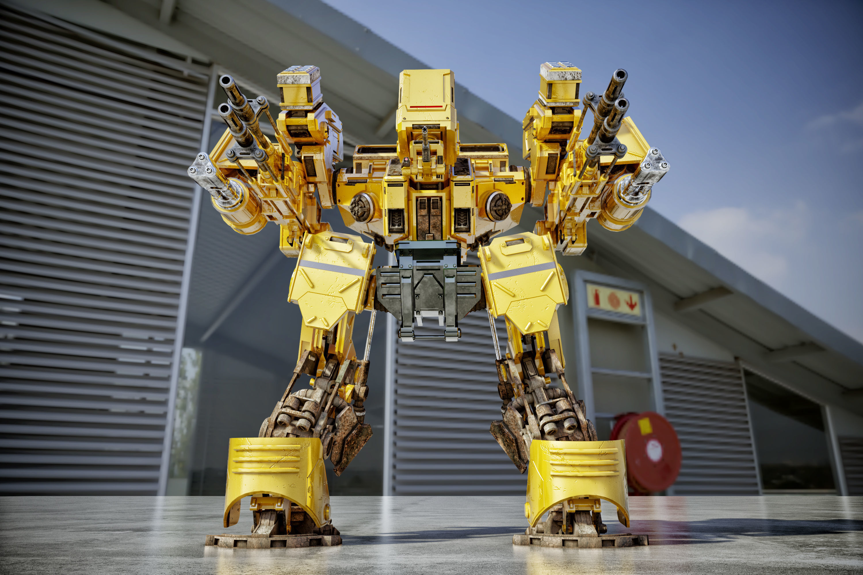 Sci-fi attacking robot 3D model_2