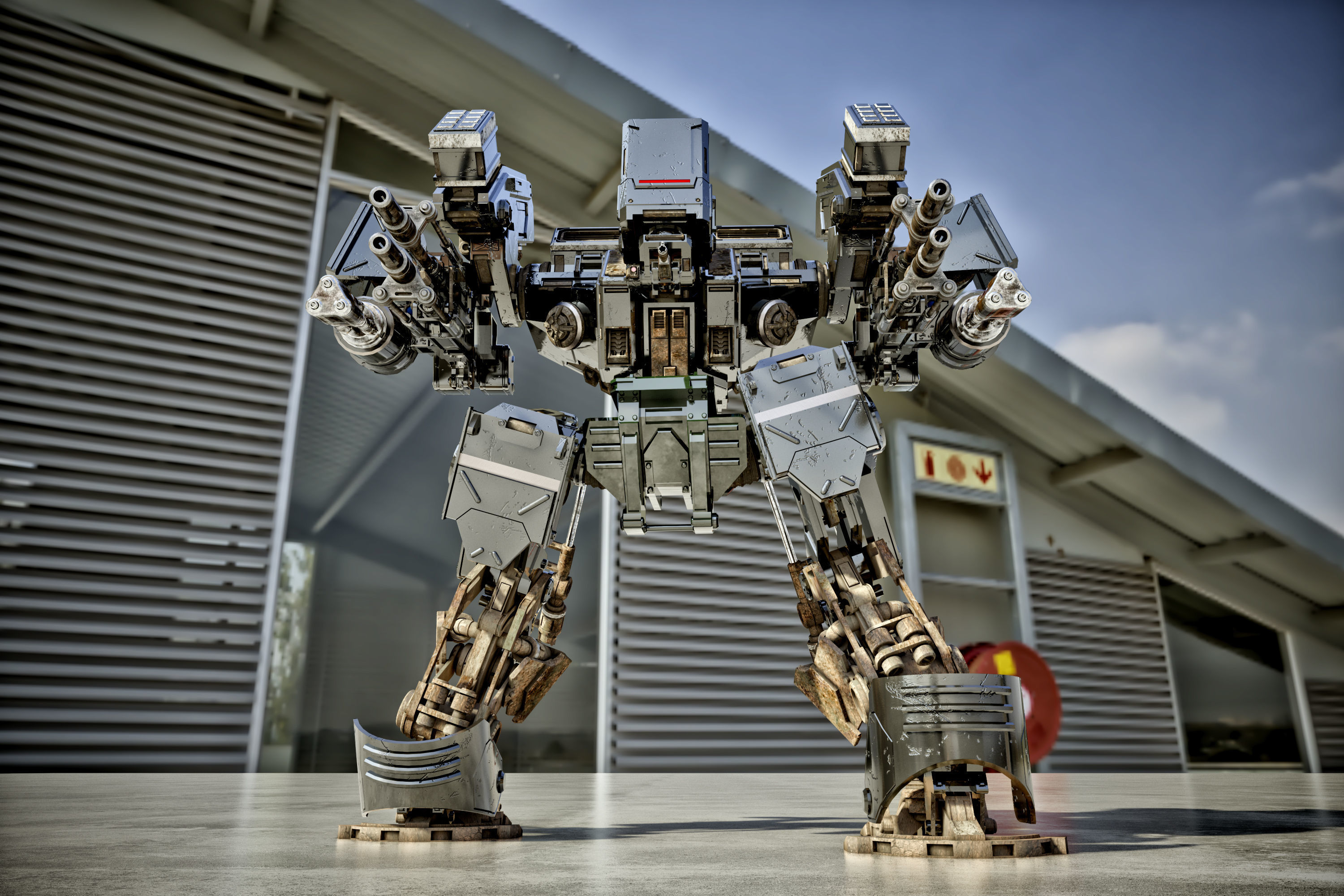 Sci-fi attacking robot 3D model_7