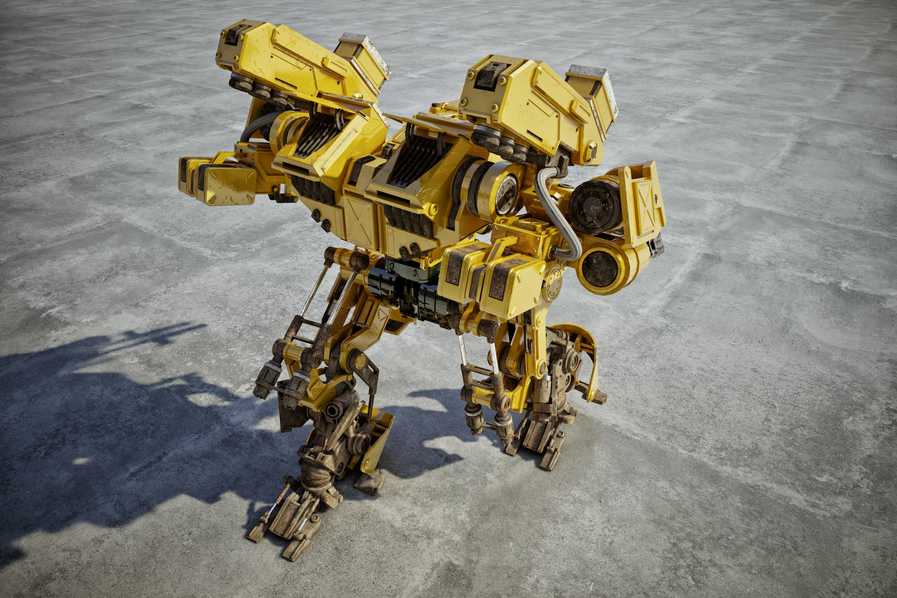 Sci-fi attacking robot 3D model_3