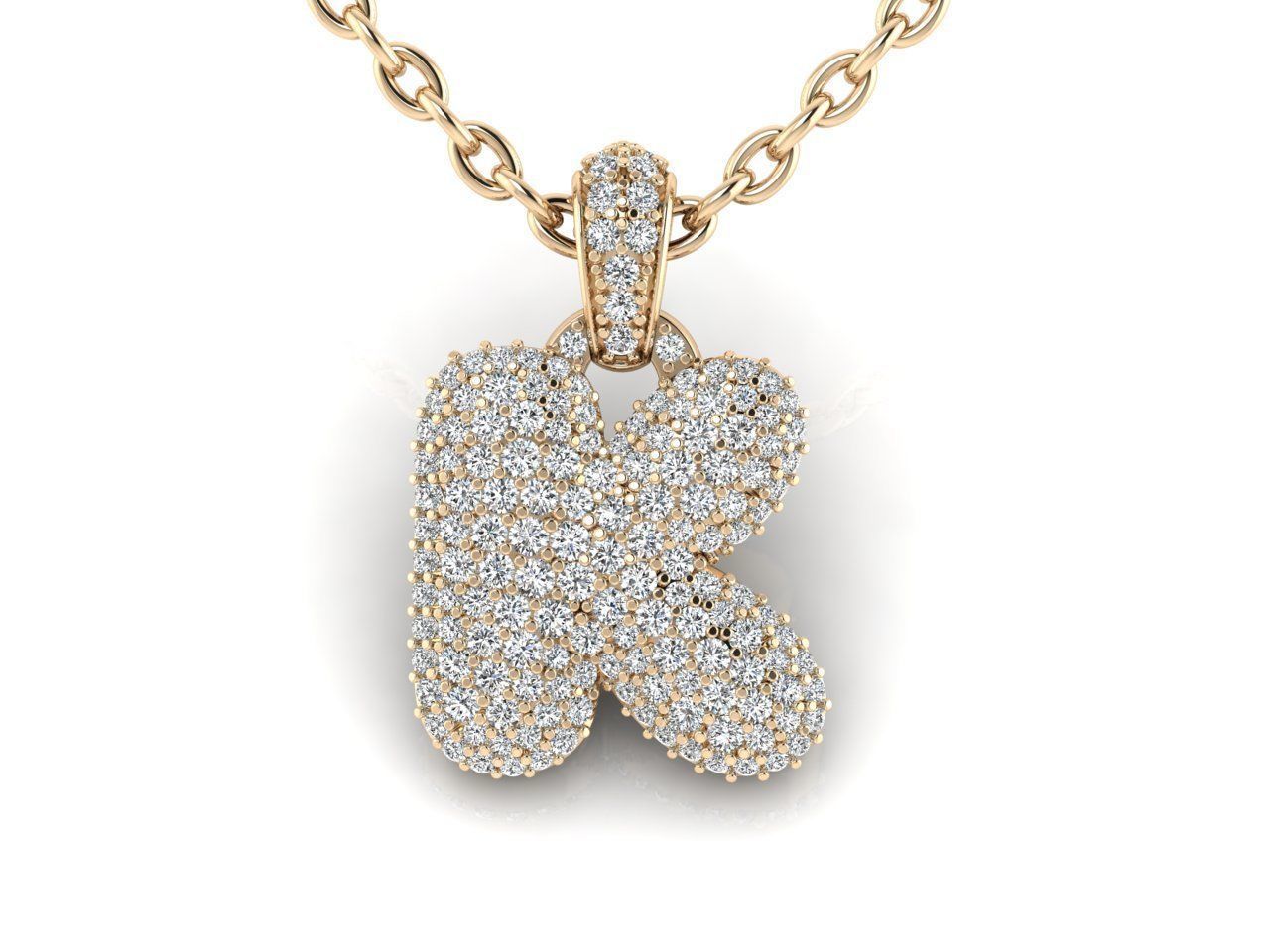 Alphabet Bubble K 3D print model_1