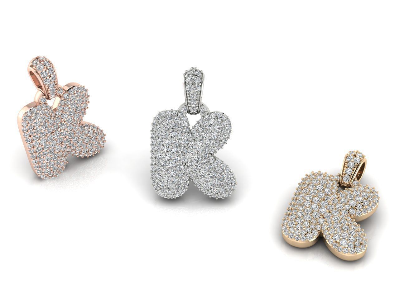 Alphabet Bubble K 3D print model_8