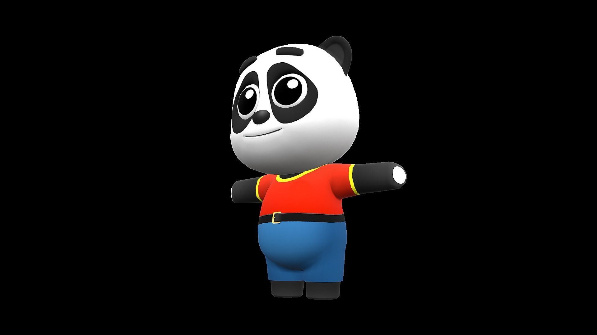 Cute Cartoon style panda  rigged and animated for Endless runner Low-poly 3D model_5