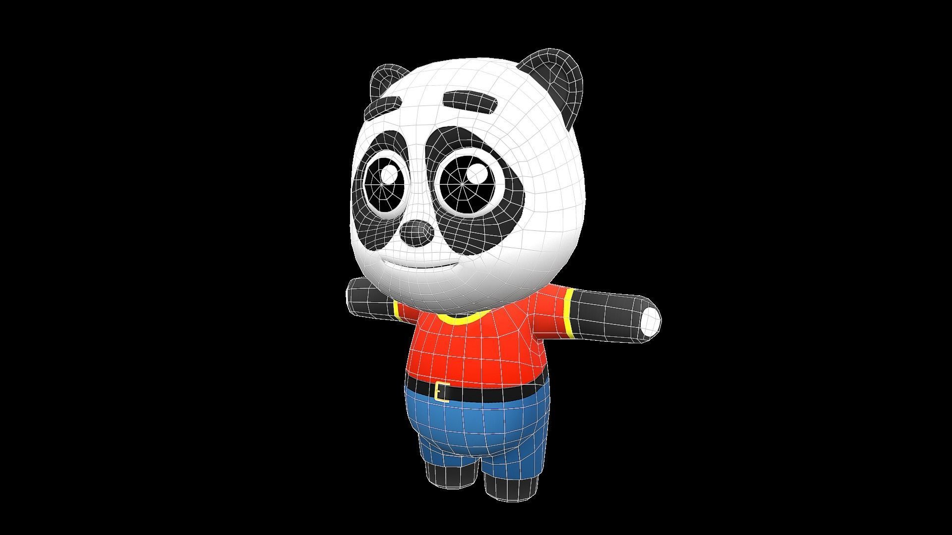 Cute Cartoon style panda  rigged and animated for Endless runner Low-poly 3D model_7