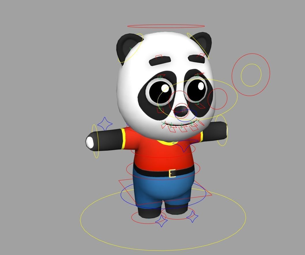 Cute Cartoon style panda  rigged and animated for Endless runner Low-poly 3D model_1