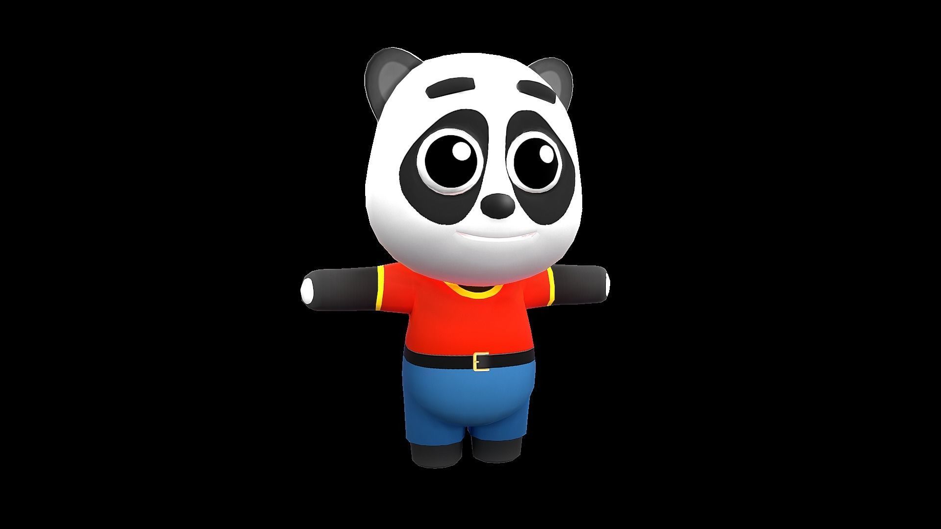 Cute Cartoon style panda  rigged and animated for Endless runner Low-poly 3D model_3