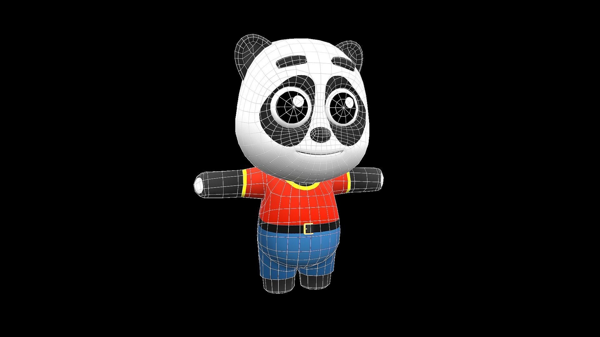 Cute Cartoon style panda  rigged and animated for Endless runner Low-poly 3D model_6