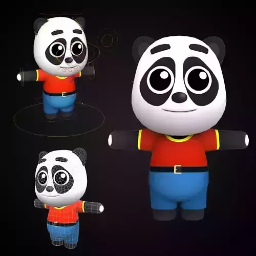 Cute Cartoon style panda  rigged and animated for Endless runner