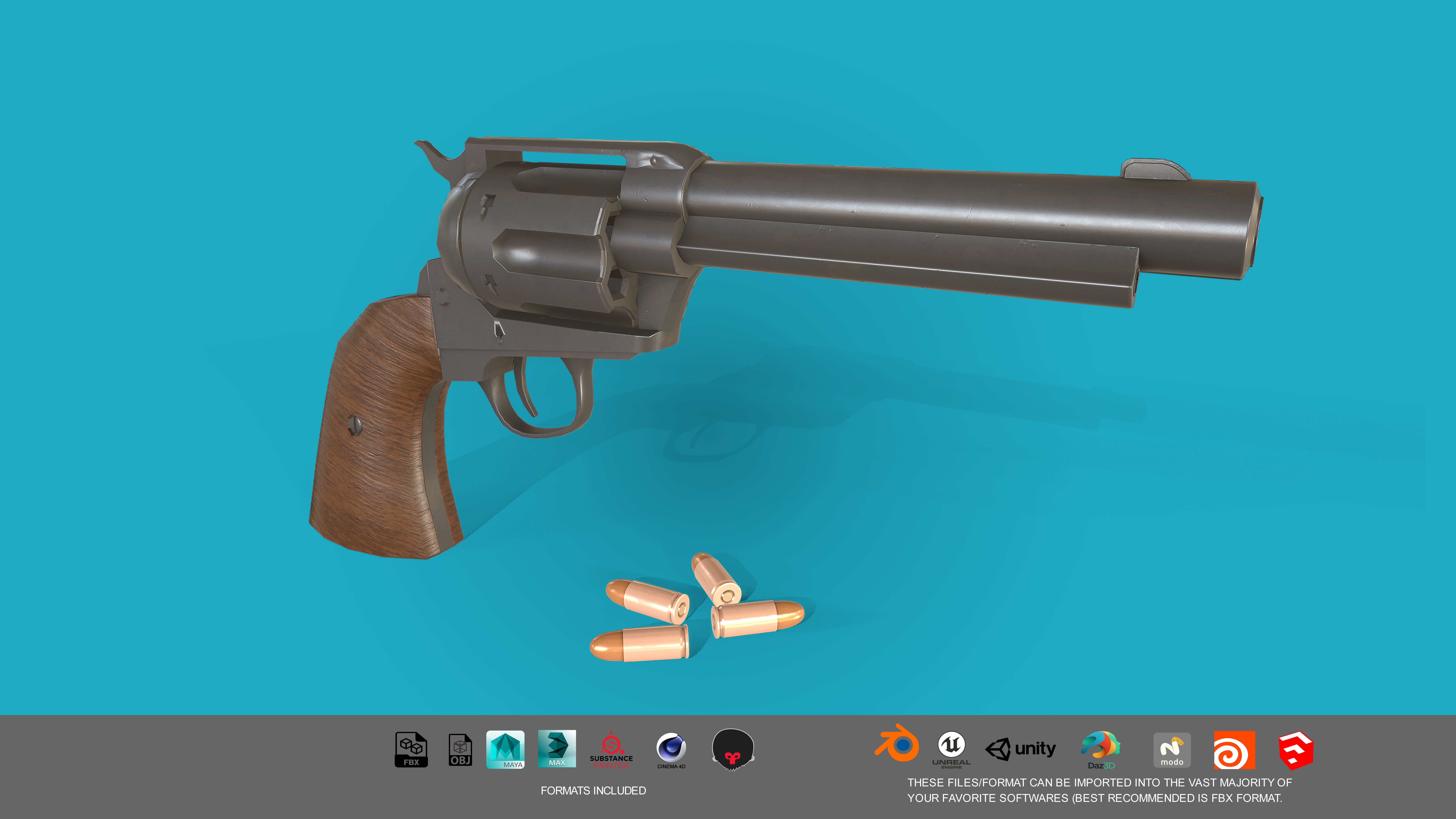 Revolver Colt Single Action 3D model Low-poly 3D model_3