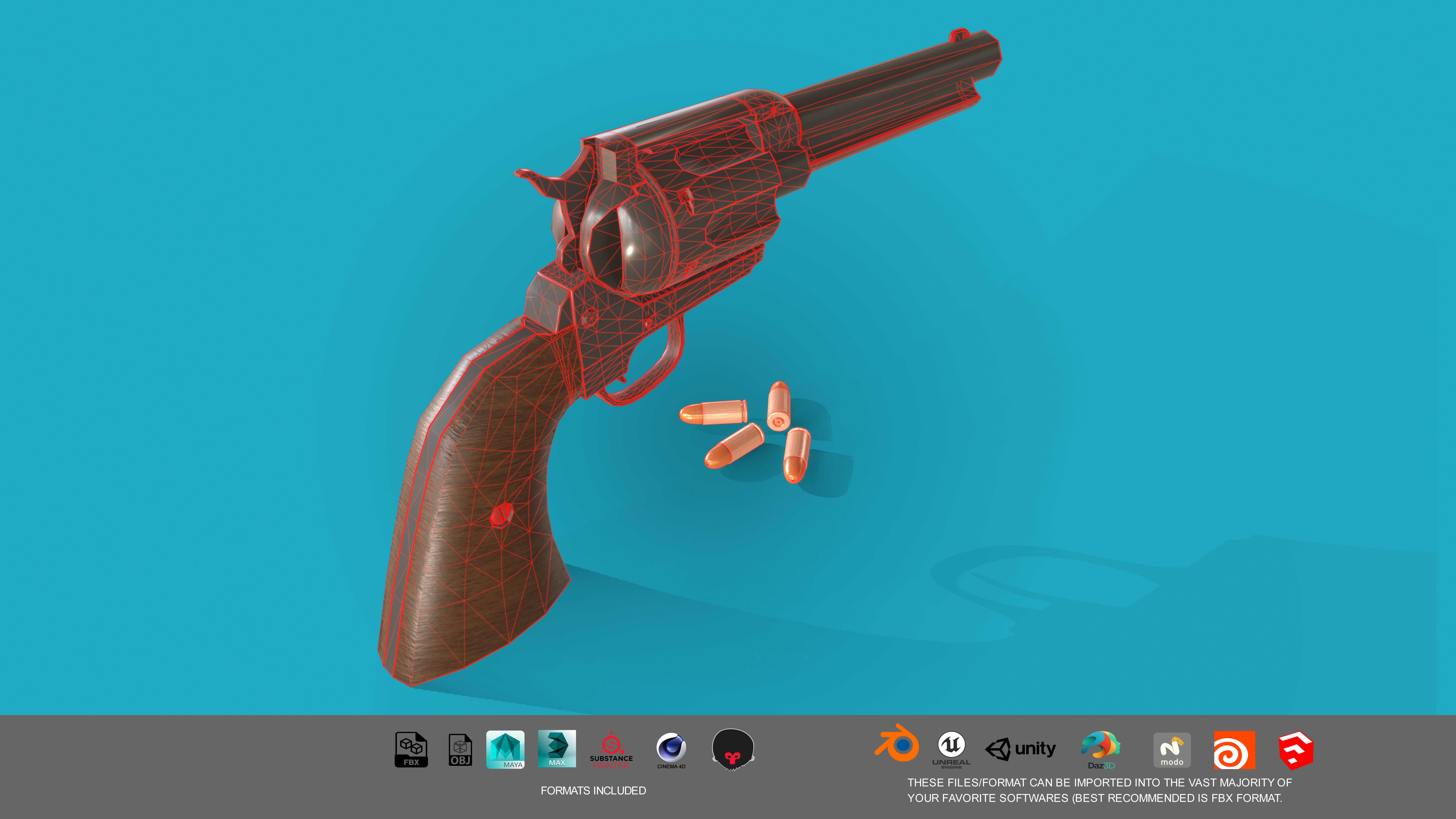 Revolver Colt Single Action 3D model Low-poly 3D model_18