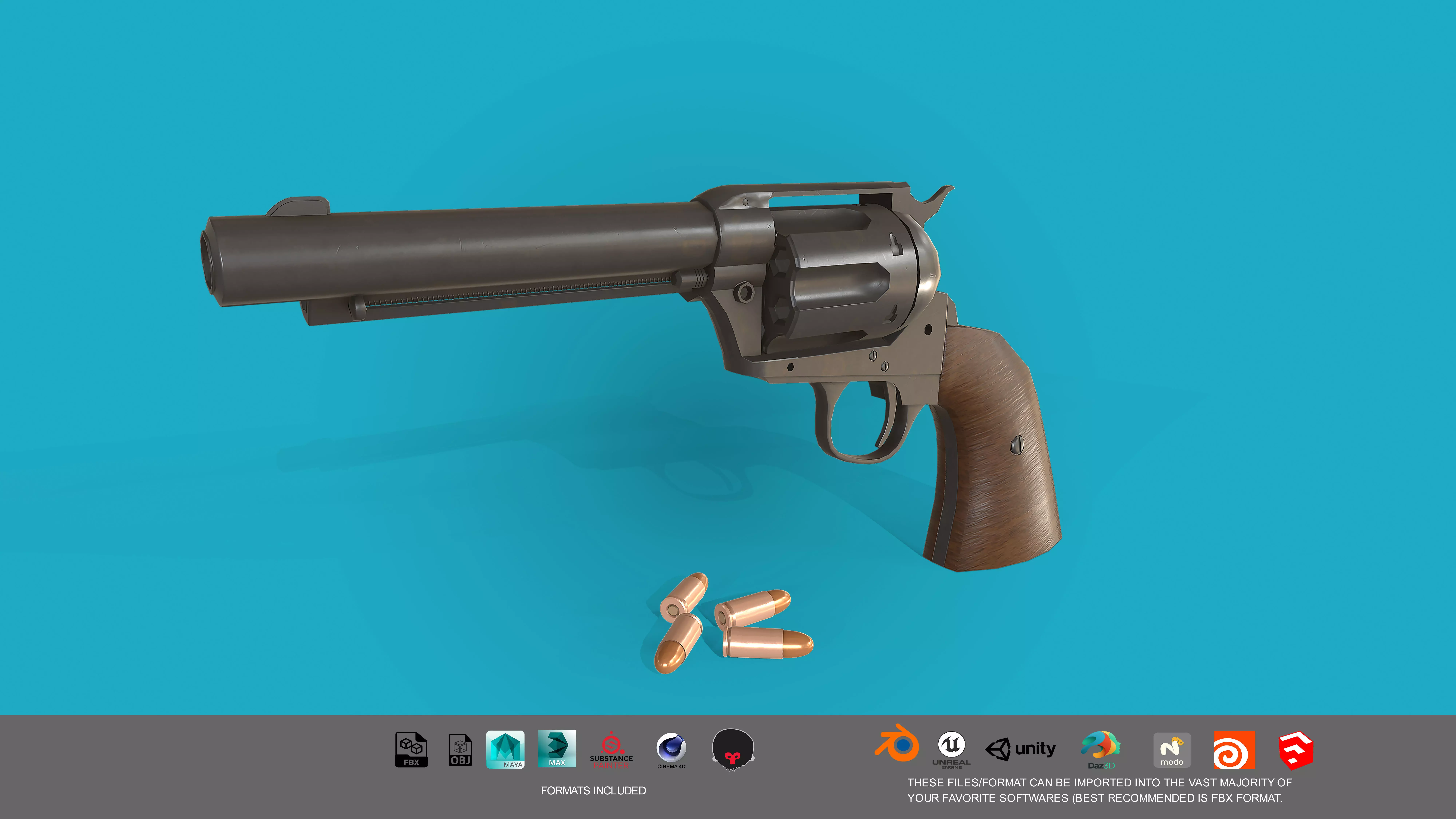 Revolver Colt Single Action 3D model Low-poly 3D model_0