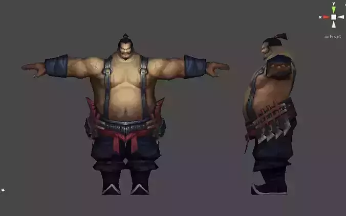 Sumo Wrestler low-poly rigged 3d model Low-poly 3D model