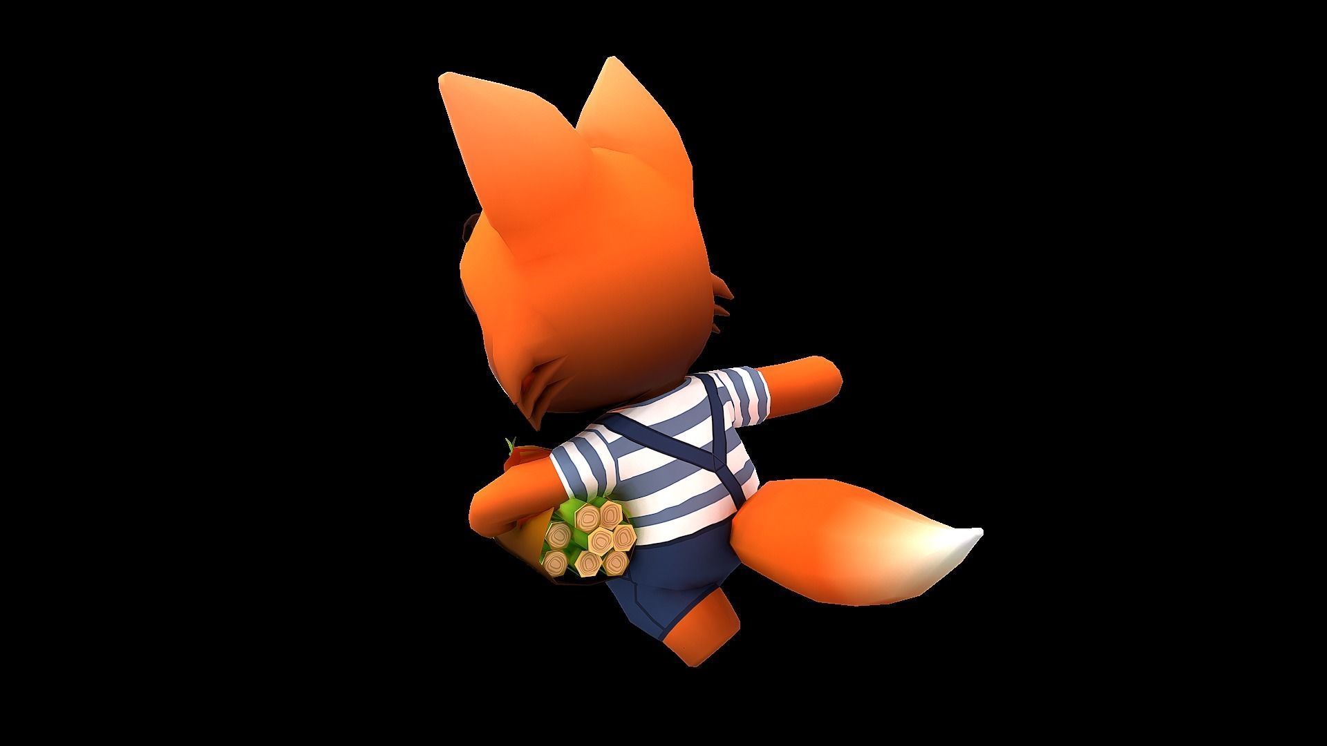 Cute Cartoon style Fox rigged and animated for Endless runner  Low-poly 3D model_5