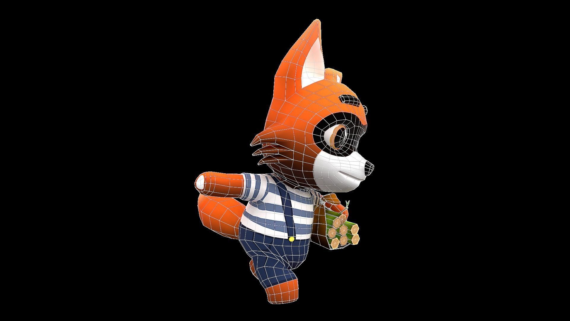 Cute Cartoon style Fox rigged and animated for Endless runner  Low-poly 3D model_12
