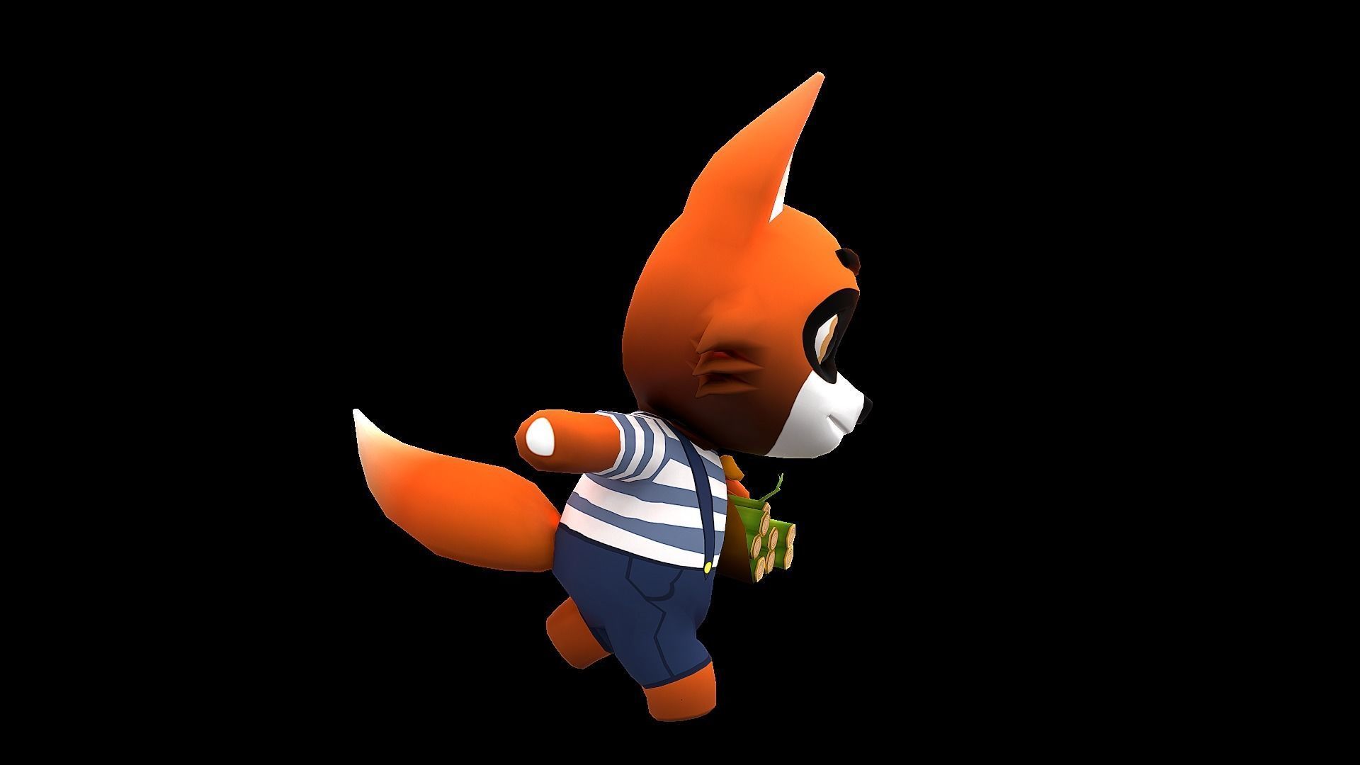 Cute Cartoon style Fox rigged and animated for Endless runner  Low-poly 3D model_4
