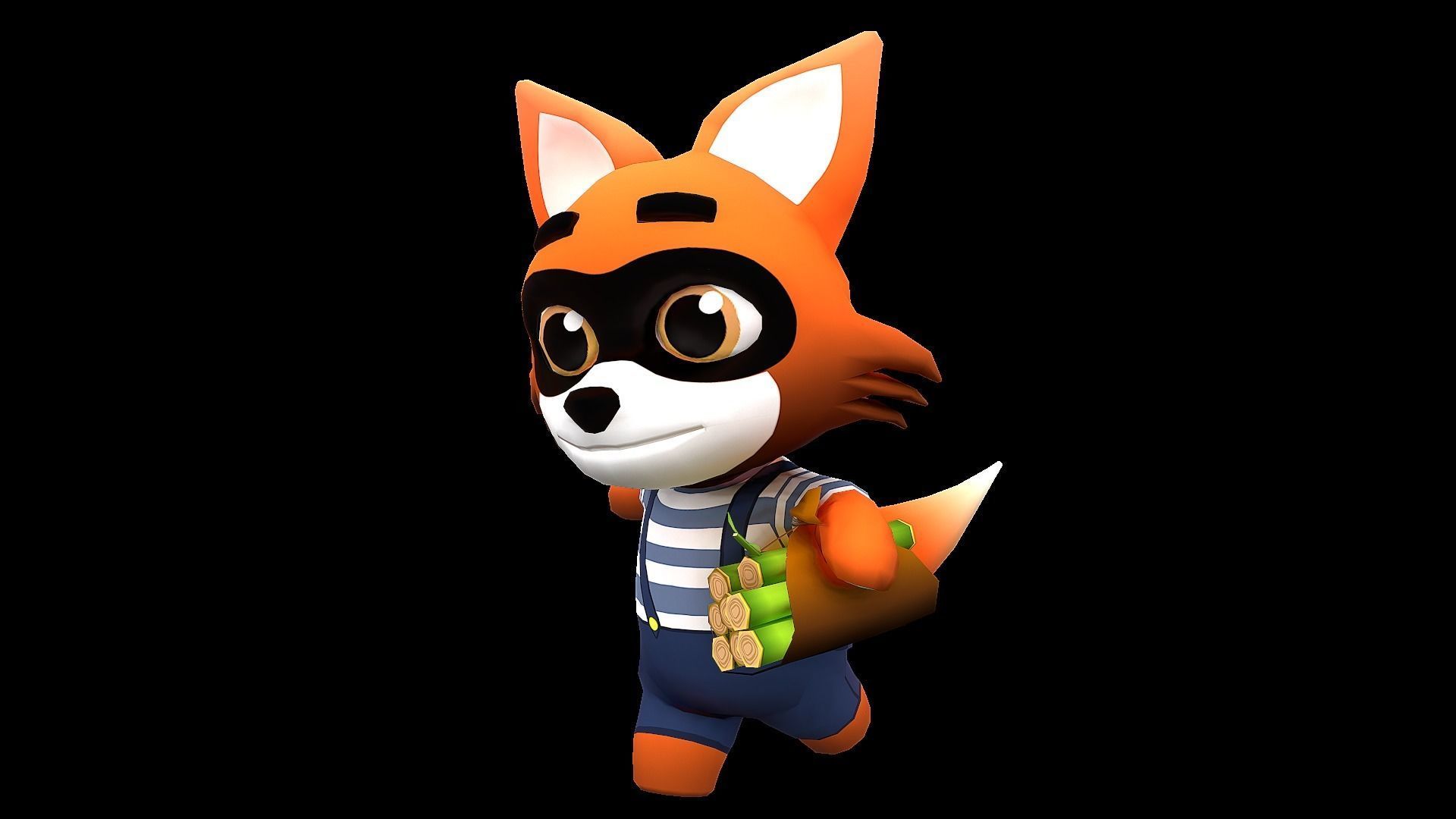 Cute Cartoon style Fox rigged and animated for Endless runner  Low-poly 3D model_3