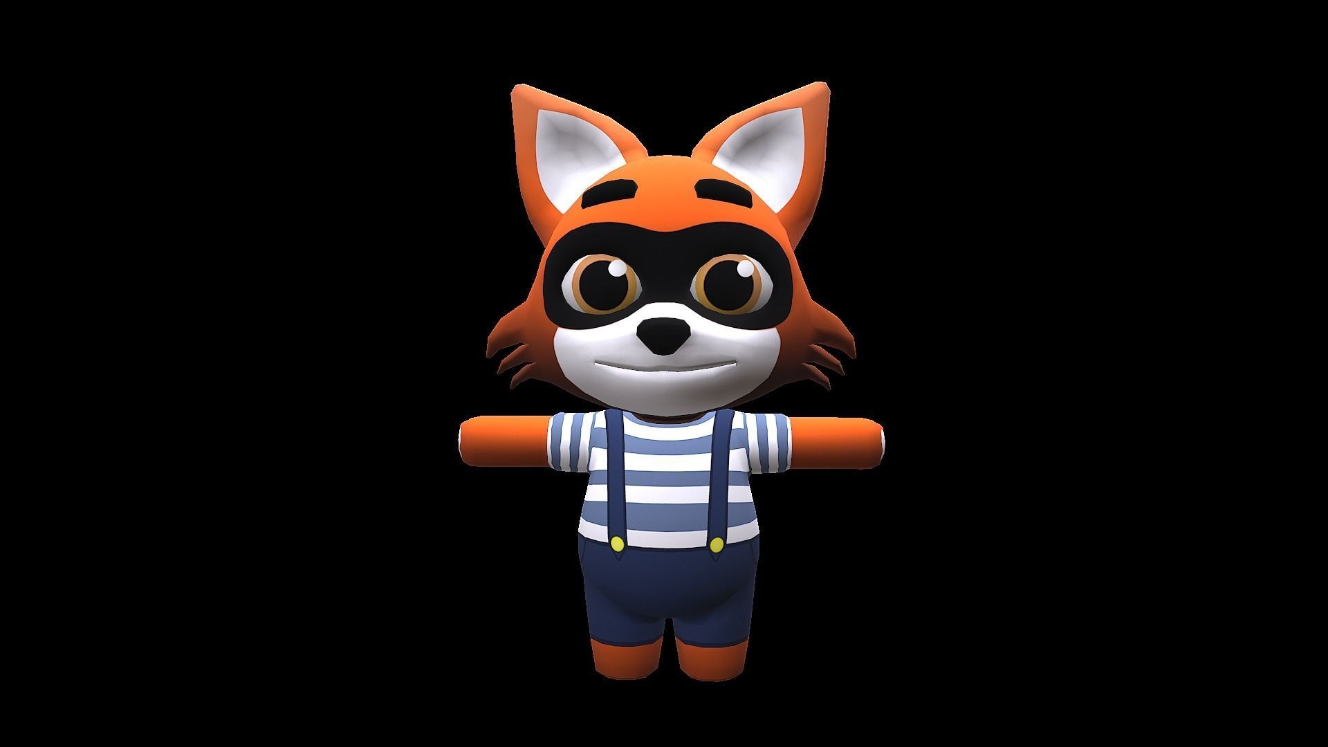 Cute Cartoon style Fox rigged and animated for Endless runner  Low-poly 3D model_9
