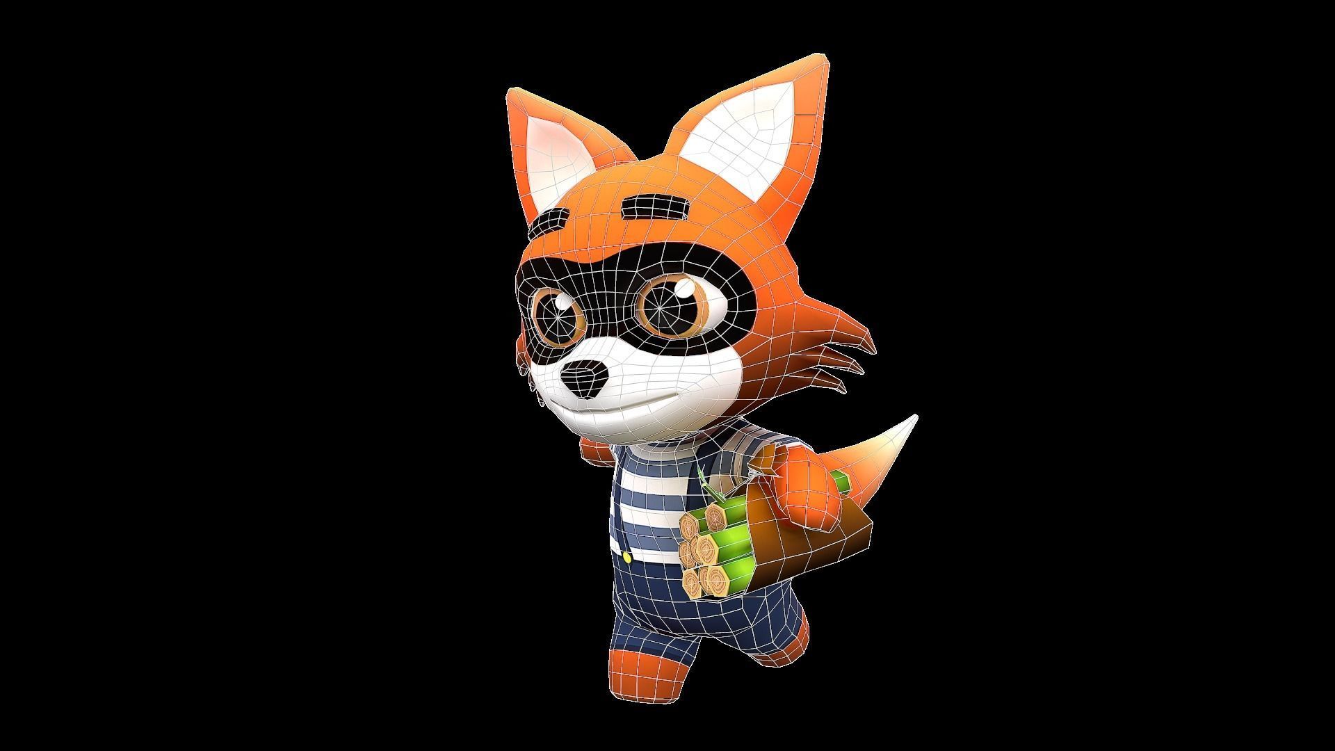 Cute Cartoon style Fox rigged and animated for Endless runner  Low-poly 3D model_11